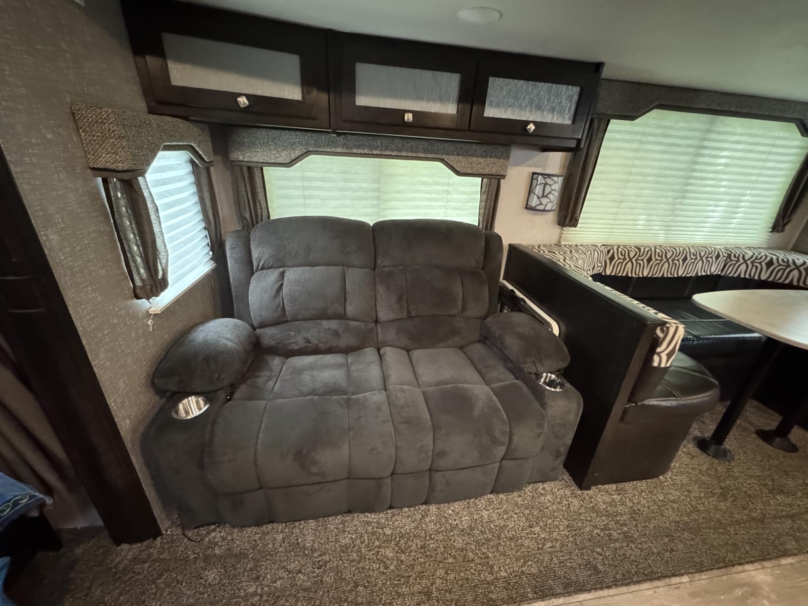 Power RV Loveseat Recliner Sofa, Electric Reclining Loveseat Couch with Flip Backrest, 3 Seat RV Recliner Sofa with USB & Type-C Ports, Zero Wall Hugger RV Furniture with Storage & LED Light customer photo 1