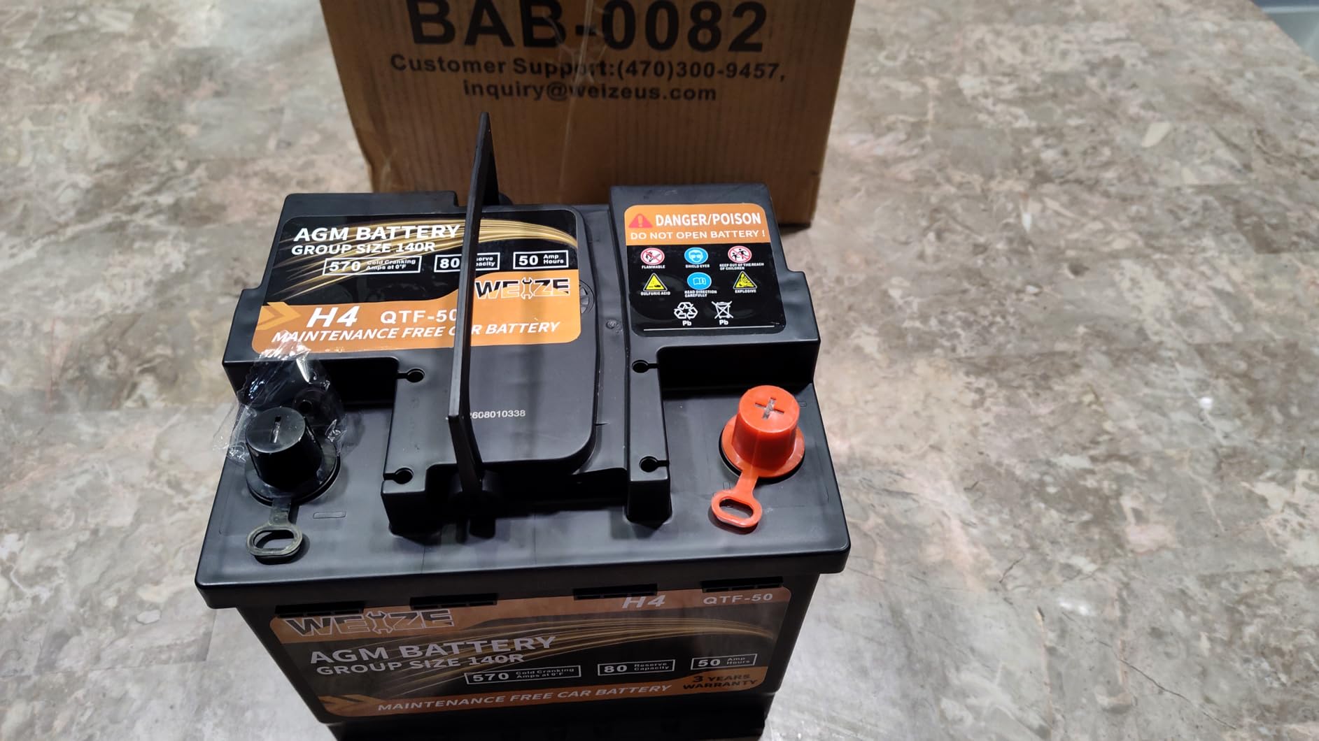 Weize Platinum AGM Battery BCI Group 96R Automotive Battery, 12V 52Ah, 90RC, 600CCA, 36 Months Warranty, Replacement for Car, SUV customer photo 1