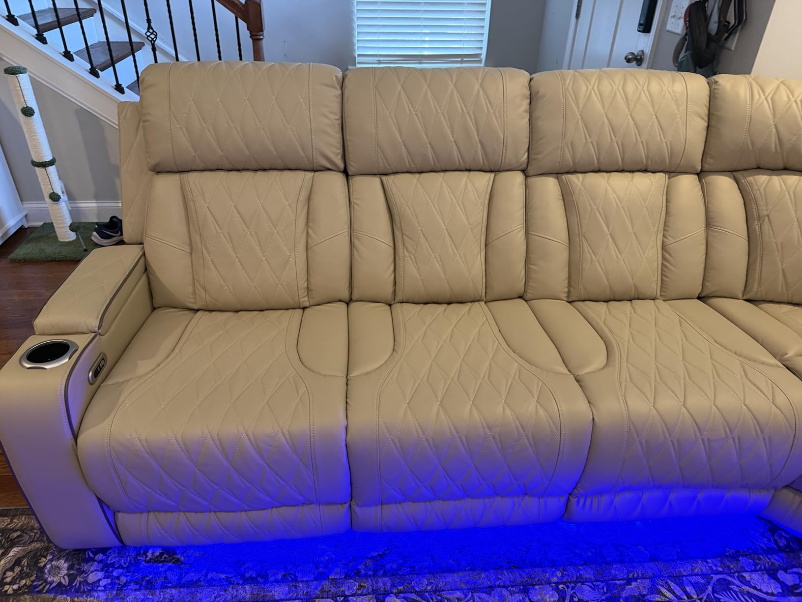 Power Reclining Sectional Sofa with Speakers, L-Shaped Air Leather Recliner Sectional Couch with USB Ports, Cup Holders & Storage Console, Luxury Living Room Furniture Set for Home, Office & Apartment customer photo 1