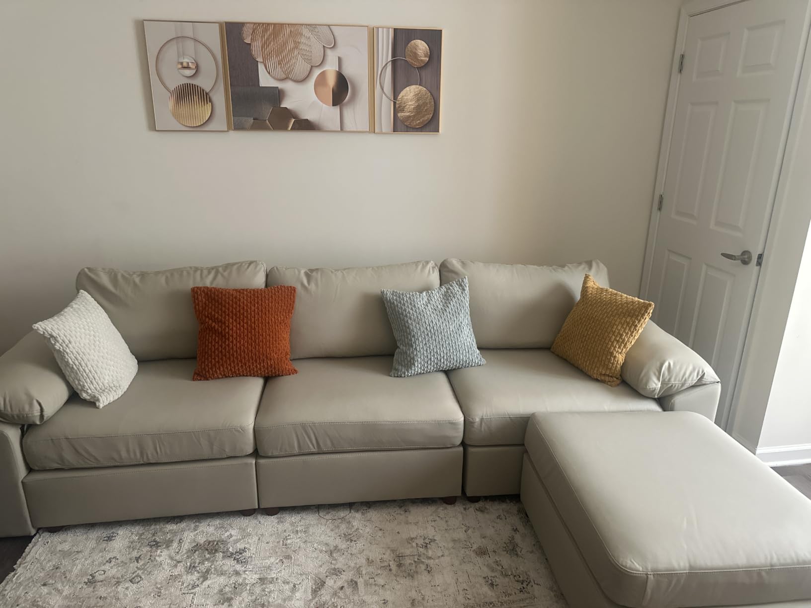EASE MOOSE Leather Sectional Couch, L Shaped Modular Sectional Sofa, Brown customer photo 1