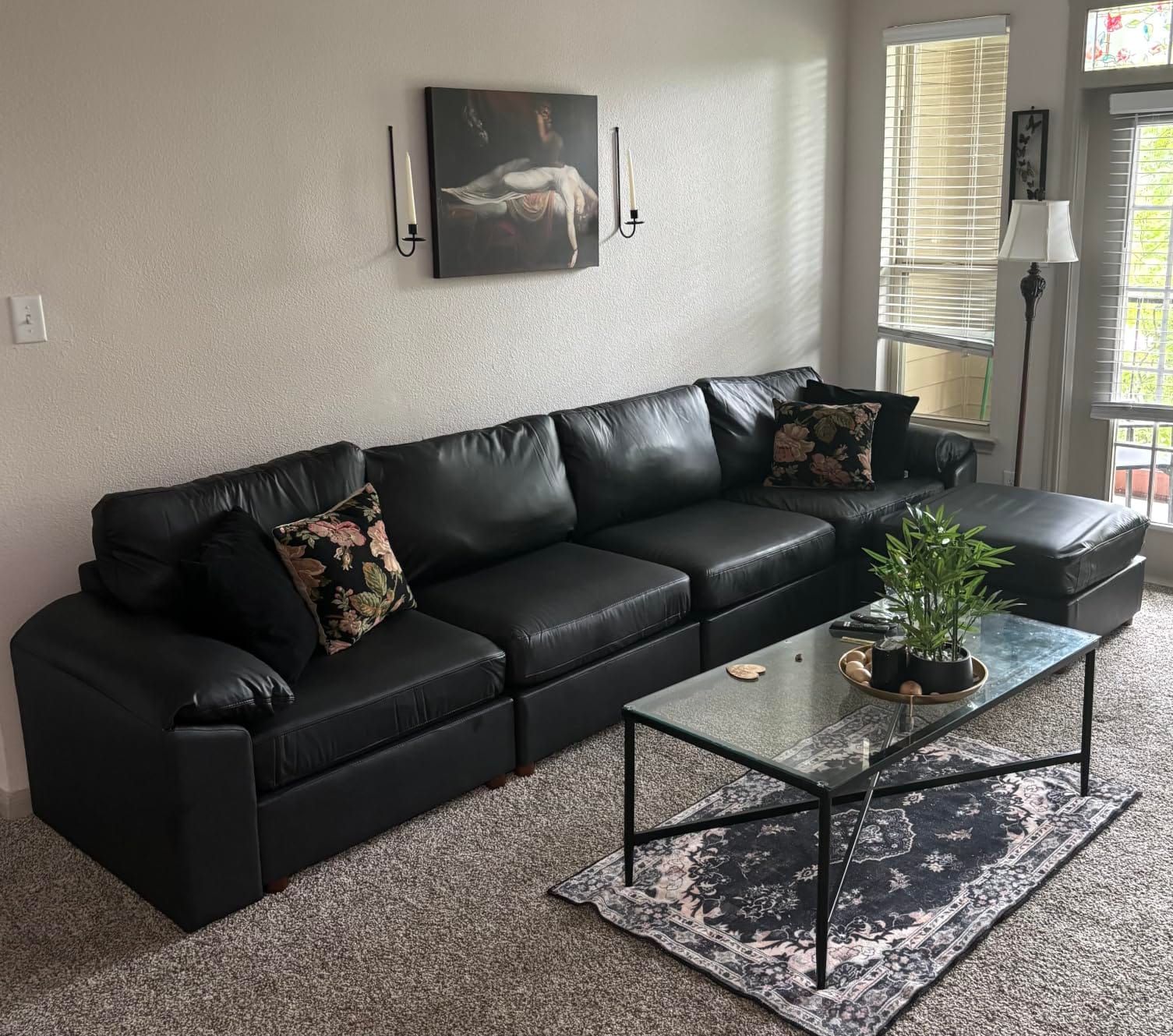 EASE MOOSE Leather Sectional Couch, L Shaped Modular Sectional Sofa, Brown customer photo 2
