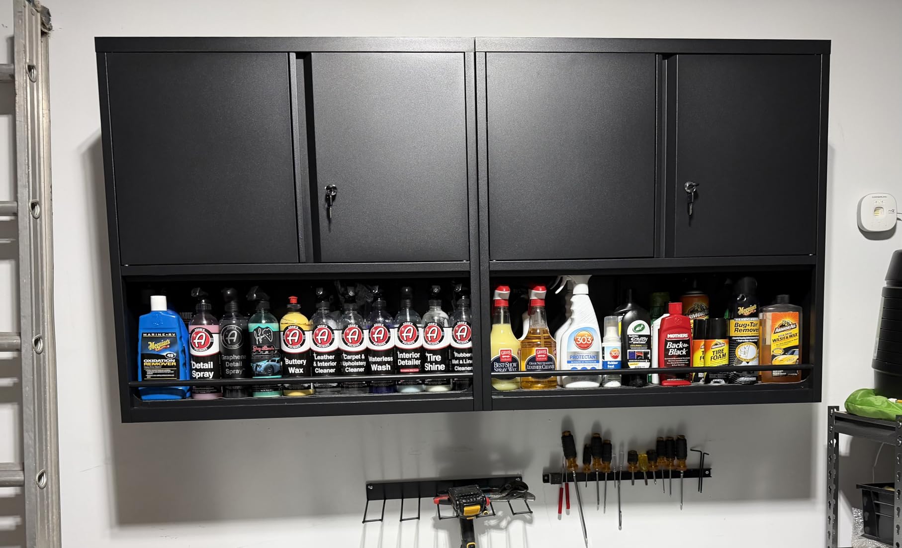 GREATMEET Garage Storage Cabinet with Wheels, Lockable Metal Storage Cabinet, Rolling Tool Cabinet with Adjustable Shelf, Push Handle for Shop, Home, Office, Black customer photo 1