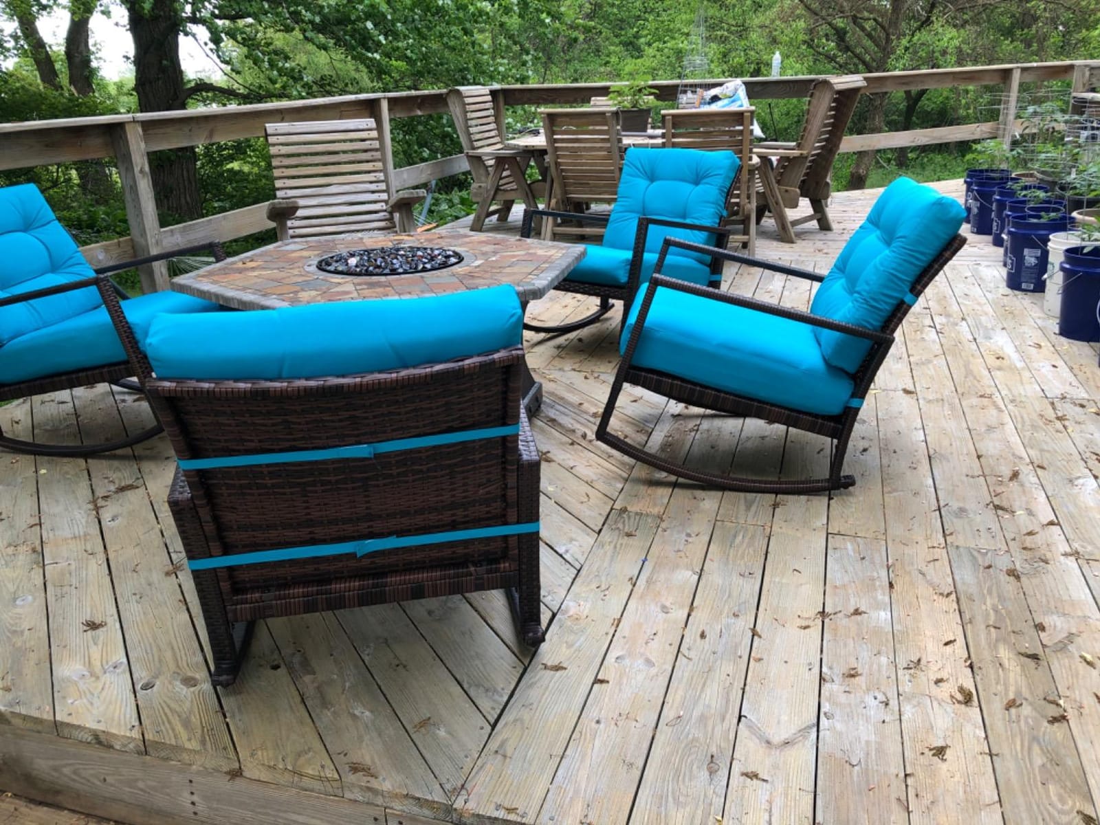 SUNCROWN Oversized Wicker Rocking Chair Indoor Outdoor, 450 LBS Heavy Duty Patio Papasan Egg Chair with Cushion, E-Coated Frame Lounge Rocker for Garden Porch Balcony Living Room (Dark Grey) customer photo 1