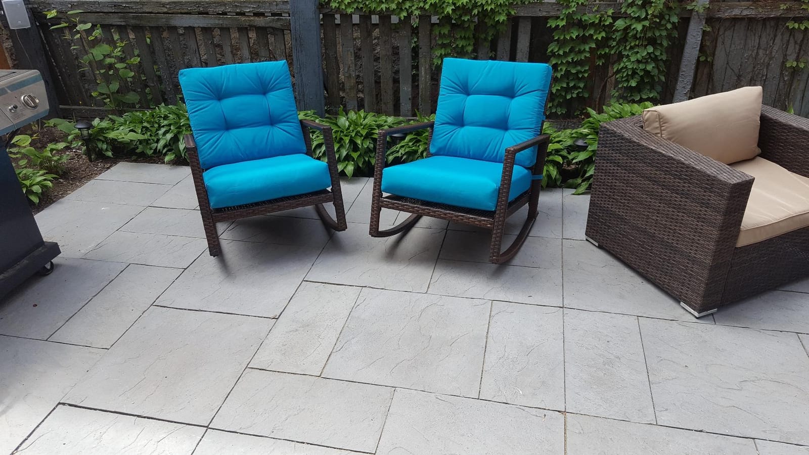 SUNCROWN Oversized Wicker Rocking Chair Indoor Outdoor, 450 LBS Heavy Duty Patio Papasan Egg Chair with Cushion, E-Coated Frame Lounge Rocker for Garden Porch Balcony Living Room (Dark Grey) customer photo 2