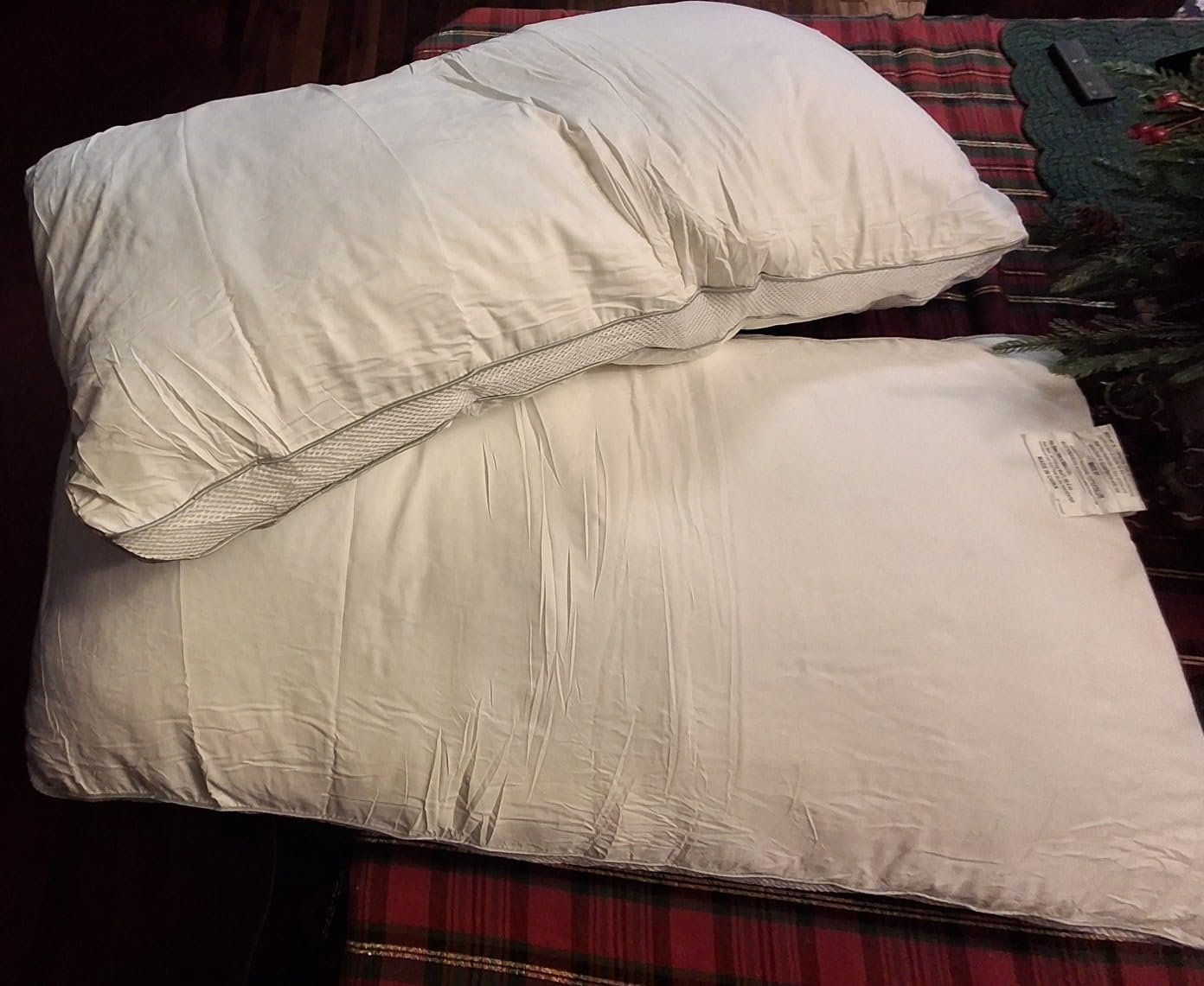 Goose Down Bed Pillows Queen Size Set of 2 (White), Hotel Collection Pillows for Sleeping, Gusseted Pillow for Side, Back, or Stomach Sleepers, 20