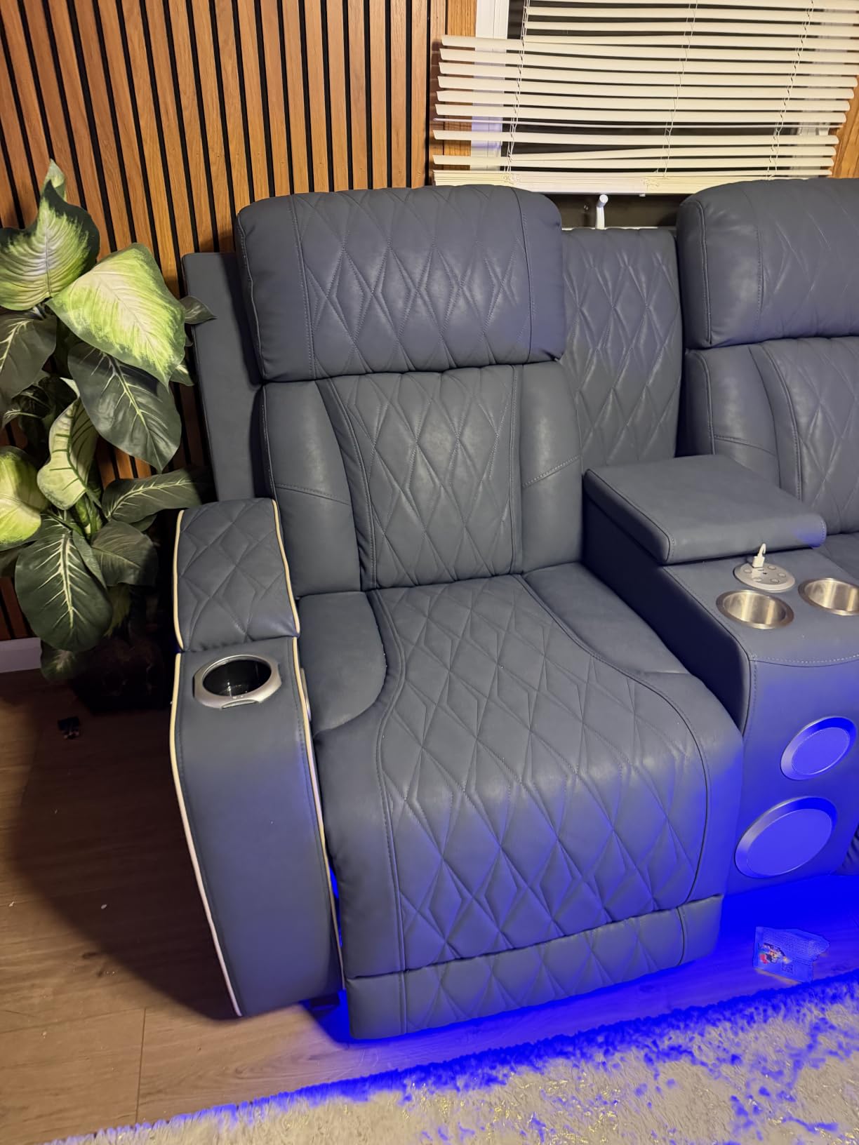 Leather Power Reclining Sectional Sofa Set with Bass Speakers & USB Ports customer photo 2