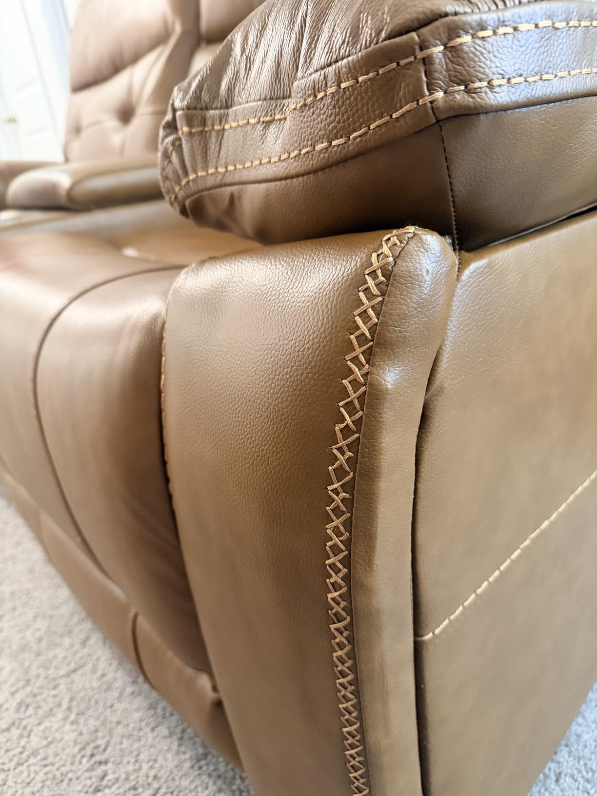 CANMOV Genuine Leather L-Shaped Power Recliner Sectional Corner Sofa customer photo 2