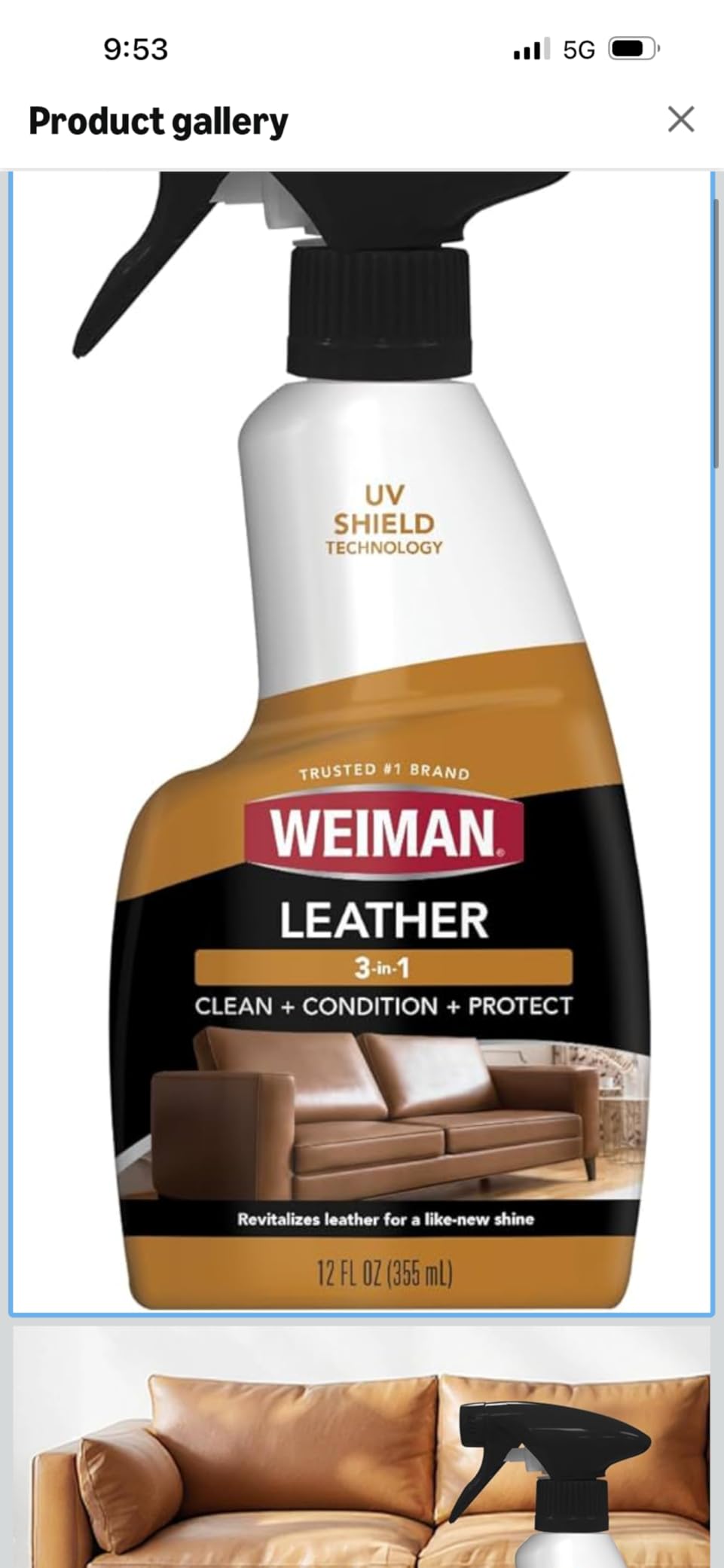 Weiman Leather Cleaner, Conditioner & Protector, Car Interior & Furniture customer photo 2