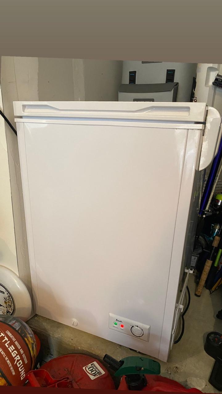 Avanti 5.0 Cu. Ft. Garage Ready Chest Freezer with Removable Storage Basket, External Temperature Control, Manual Defrost, Power Indicator Light, 5.0 Cu. Ft., White customer photo 2