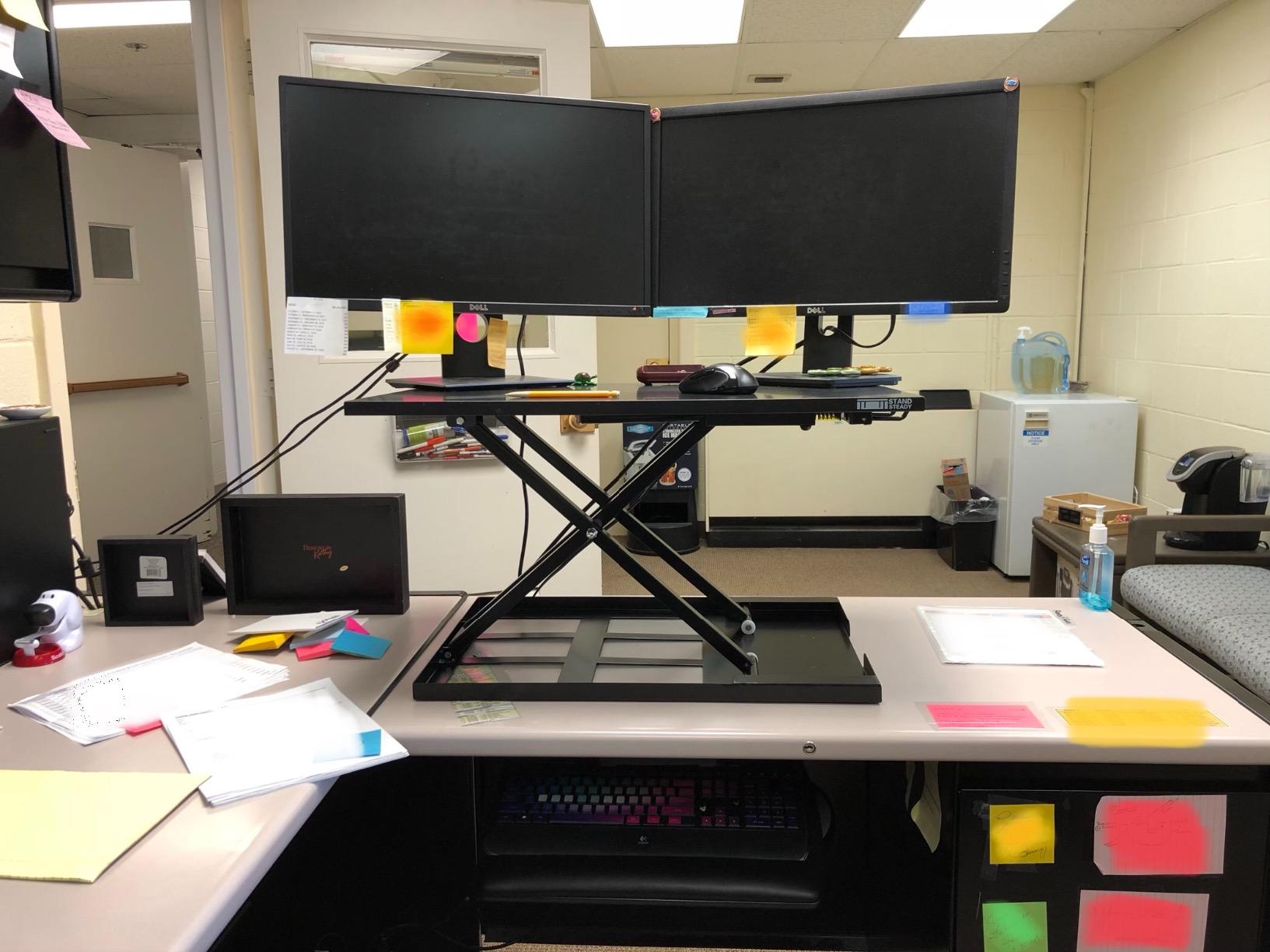 Stand Steady X-Elite Pro, Ergonomic Adjustable Height Standing Desk Converter for Home or Office, Easy Lift Sit to Stand Laptop Desk Riser for Laptop and Computer Monitor (Black, 28in x 20in) customer photo 2