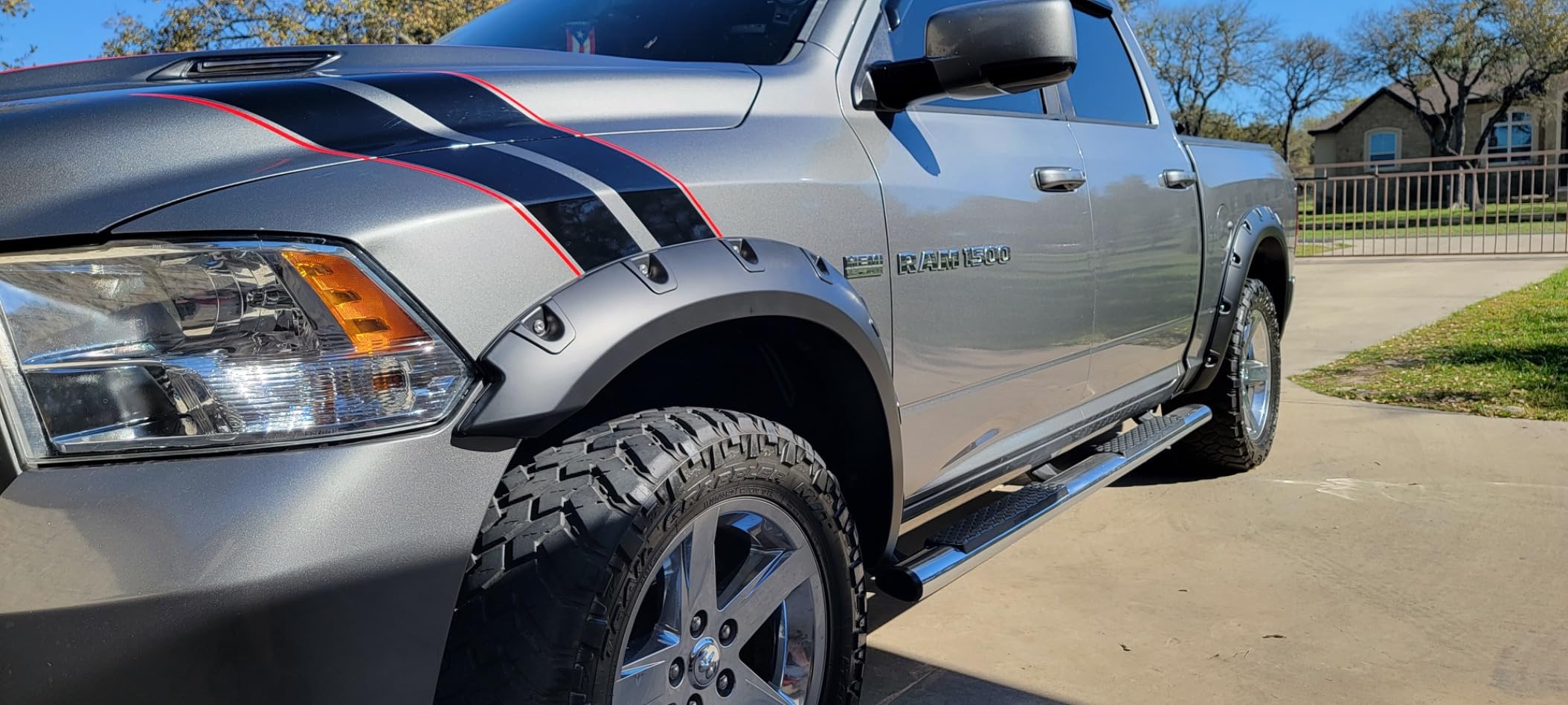 Tyger Auto Fender Flare Compatible with 2009-2018 Dodge Ram 1500; 2019-2024 Classic (Not fit R/T Rebel Warlock), Smooth Textured Black Paintable Bolt-Riveted Style 4pc | TG-FF8D4148 customer photo 2