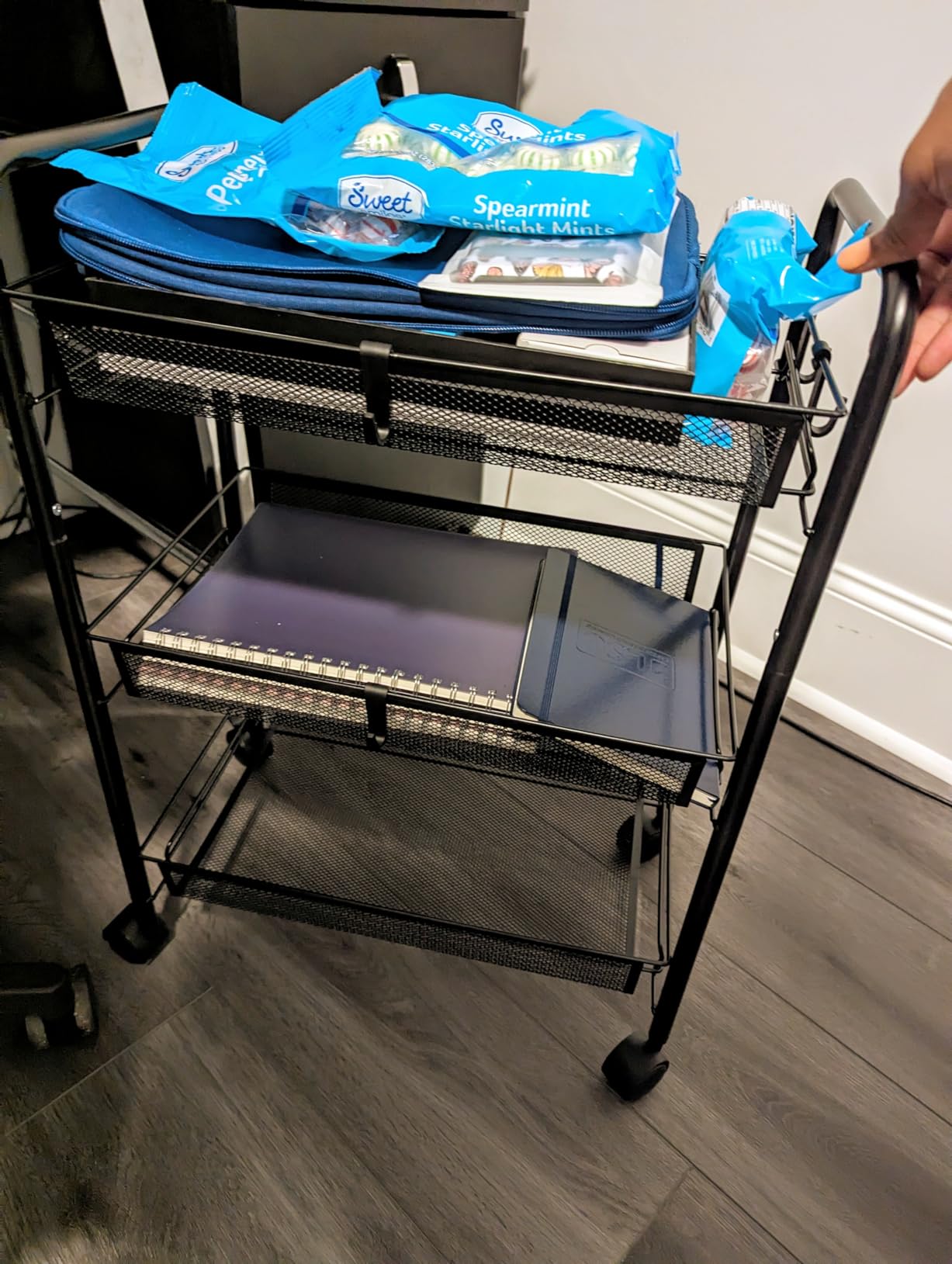 3-Tier Mesh Rolling Cart - 24.8