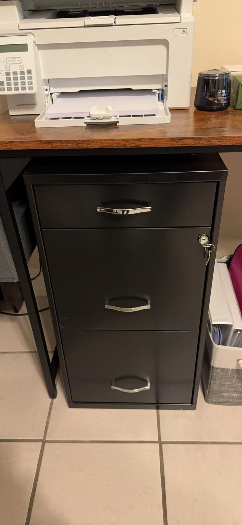 Lorell NuSparc Mobile 3 Drawer Locking Filing Cabinet | Pre-Assembled Steel Construction | Space-Saving Design is Perfect for Home and Small Office | Letter-Size | Assembled in North America customer photo 2