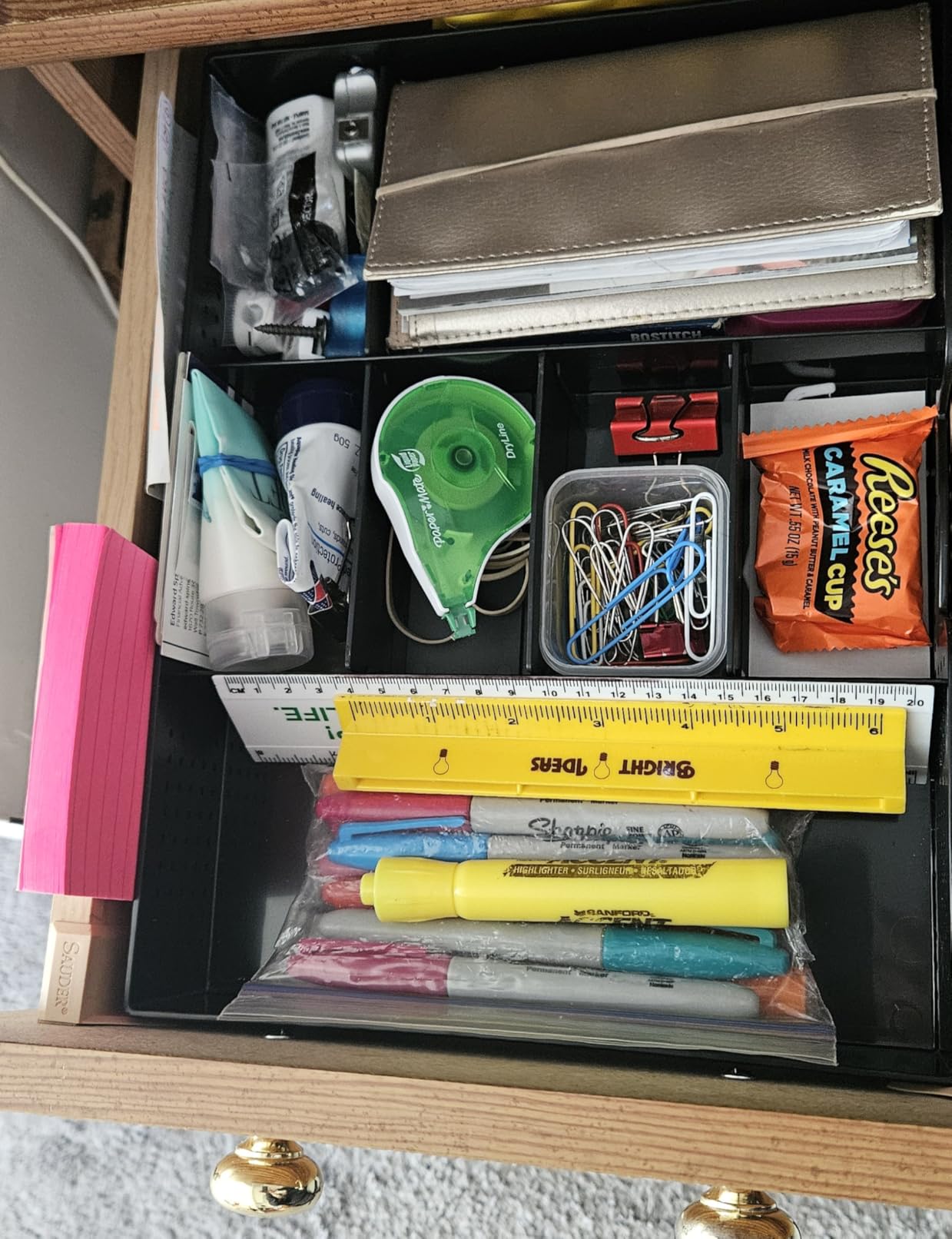 Simple Houseware Drawer Organizer Tray, 9 Adjustable Compartments, Black customer photo 2