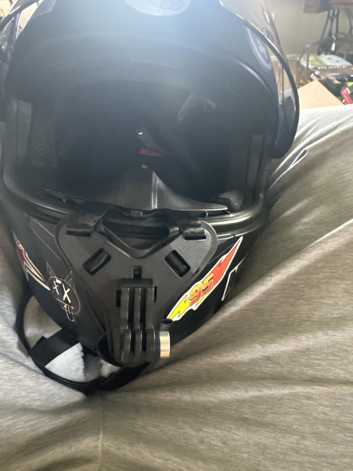 Motorcycle Helmet Chin Strap Mount Compatible with GoPro Hero 13, 12, 11, 10, 9, 8, 7, (2018), 6, Hero Black, DJI Osmo Action 5 pro/4/3/2,Insta360 ONER AKASO Campark YI and More（Black） customer photo 2