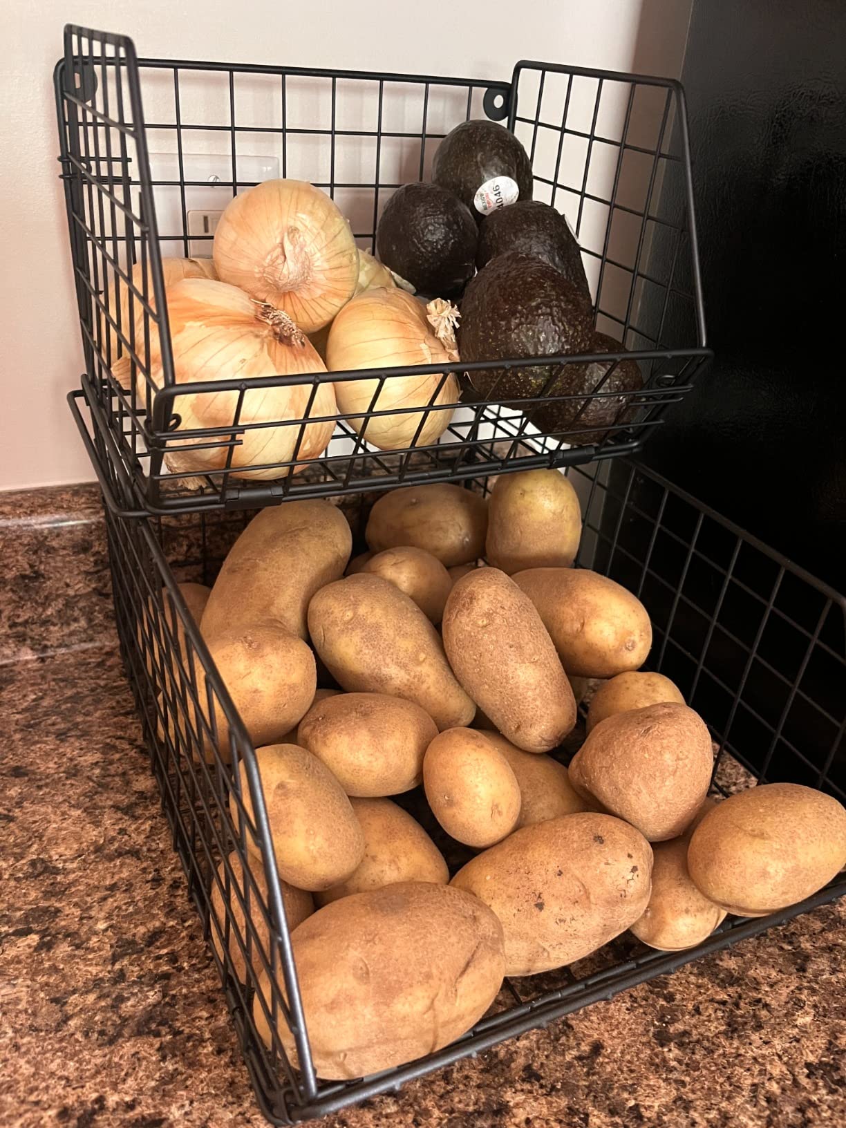 2-Tier Potato and Onion Storage Bin, Stackable Wire Baskets for Countertop customer photo 2
