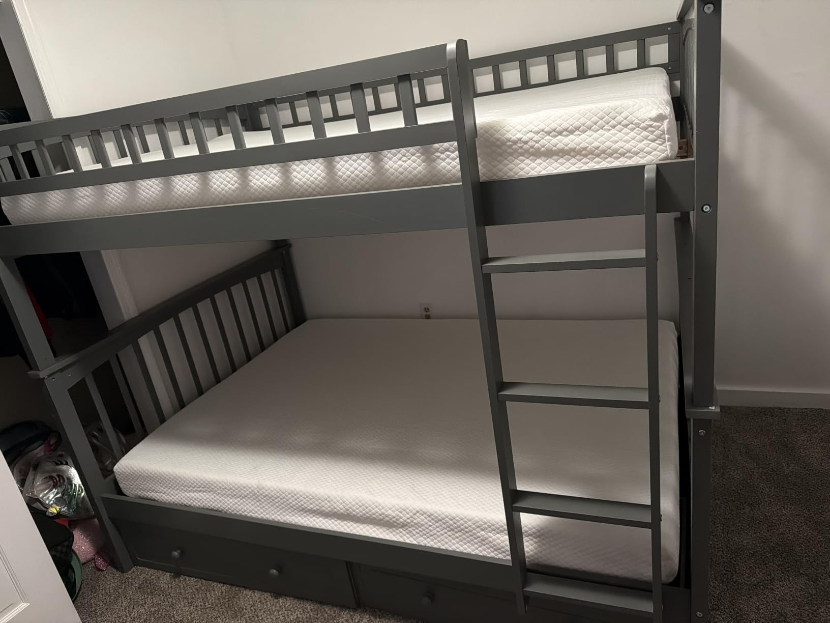 Harper & Bright Convertible Wood Twin-Over-Twin Bunk Bed with Storage Drawers and Ladder - Can Be Divided Into Two Daybeds (White) customer photo 2