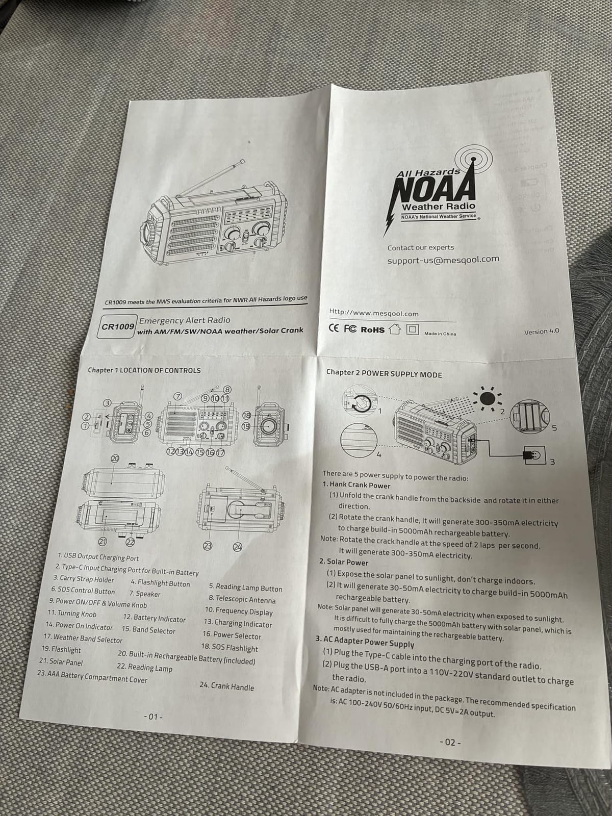 NOAA Weather Alert Radio, 5000mAh Solar Hand Crank Emergency Radio customer photo 1