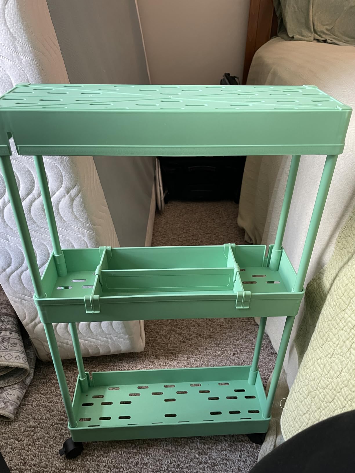 SPACELEAD Slim Storage Cart 3 Tier,Bathroom Organizer Rolling Utility, Mobile Shelving Unit Slide Out for Office, Kitchen, Laundry Room & Narrow Places,White customer photo 1