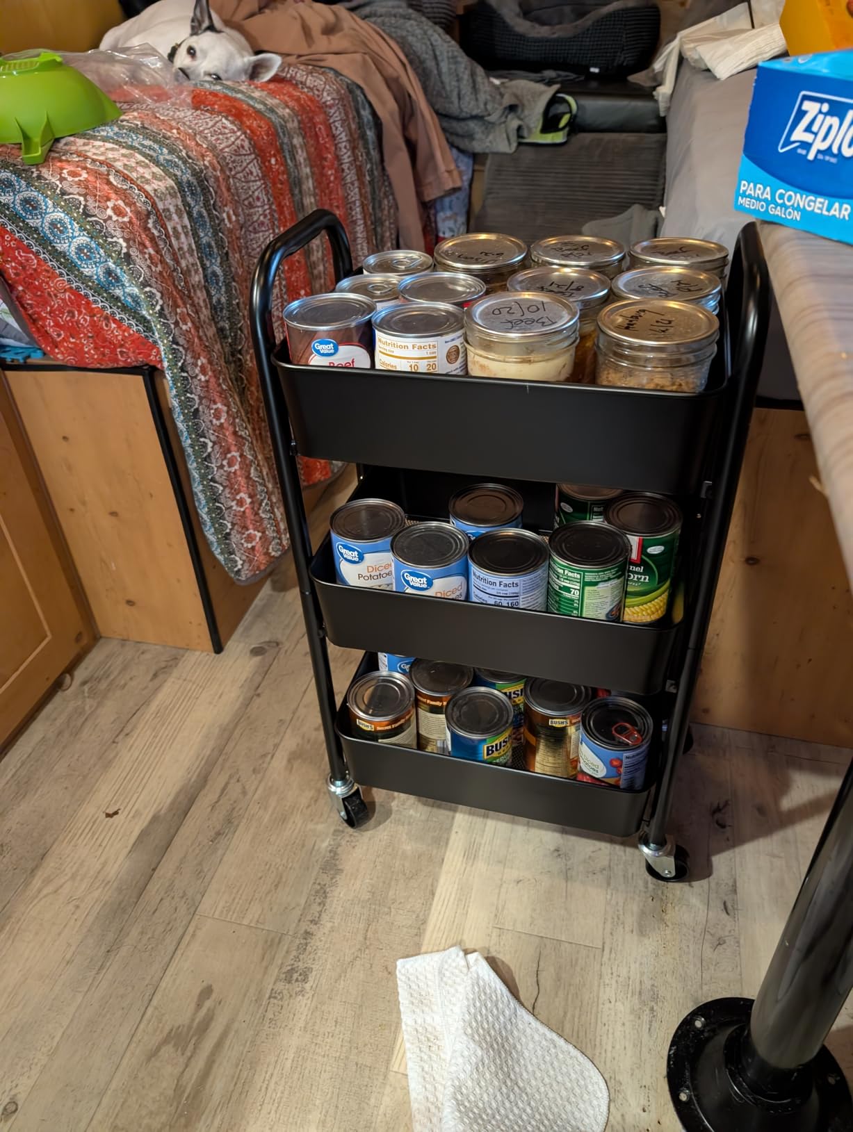 SunnyPoint 3-Tier Delicate Compact Rolling Metal Storage Organizer - Mobile Utility Cart Kitchen/Under Desk Cart with Caster Wheels - Army (15.35