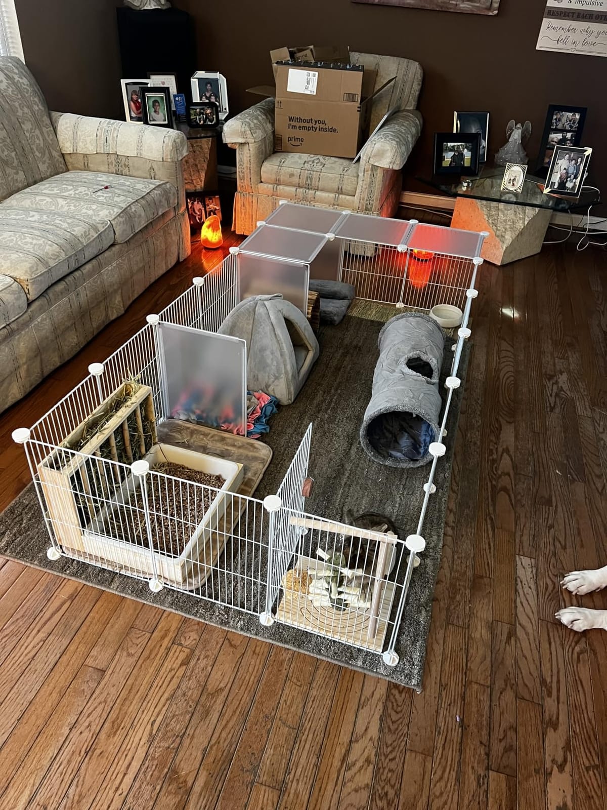 Pet Playpen, Small Animal Cage DIY Wire Fence with Door 15 Panels, Black customer photo 2