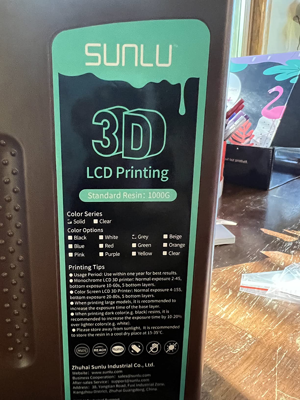 SUNLU 3D Printer Resin, 1kg Fast Curing Standard 3D Resin for LCD DLP SLA Printers, 395-405nm UV Light Curing Photopolymer Resin, Low Shrinkage, High Precision, 1000g, Grey customer photo 2