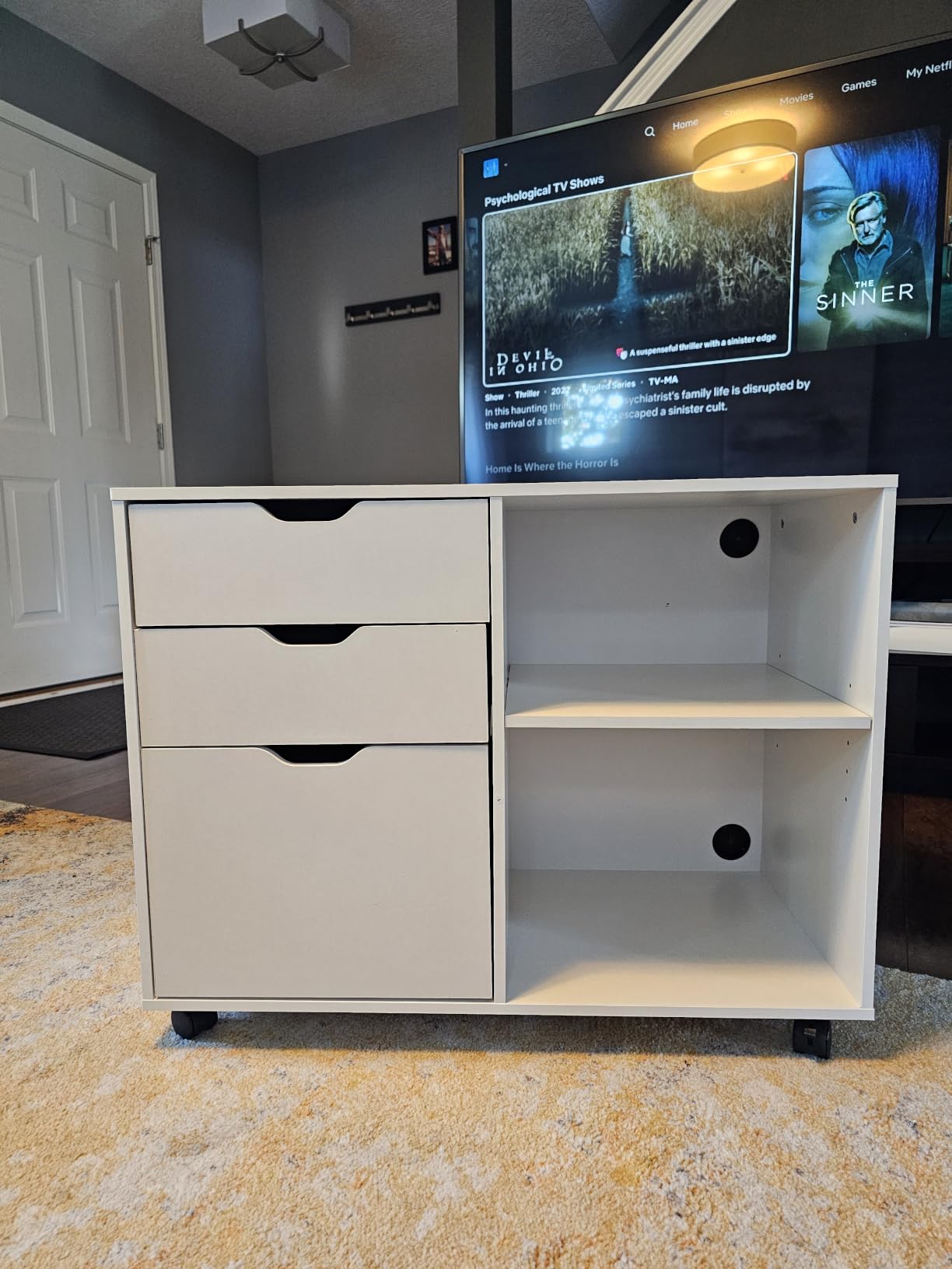 DEVAISE 3 Drawer File Cabinet, Lateral Filing Cabinet White customer photo 2