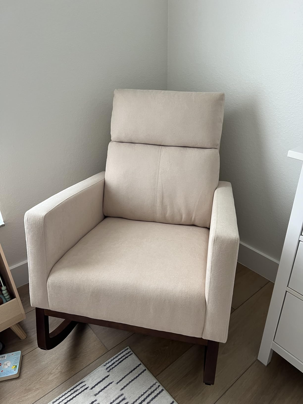 Yaheetech 28in Wide Padded High Back Nursery Rocking Chair, Beige Polyester customer photo 1