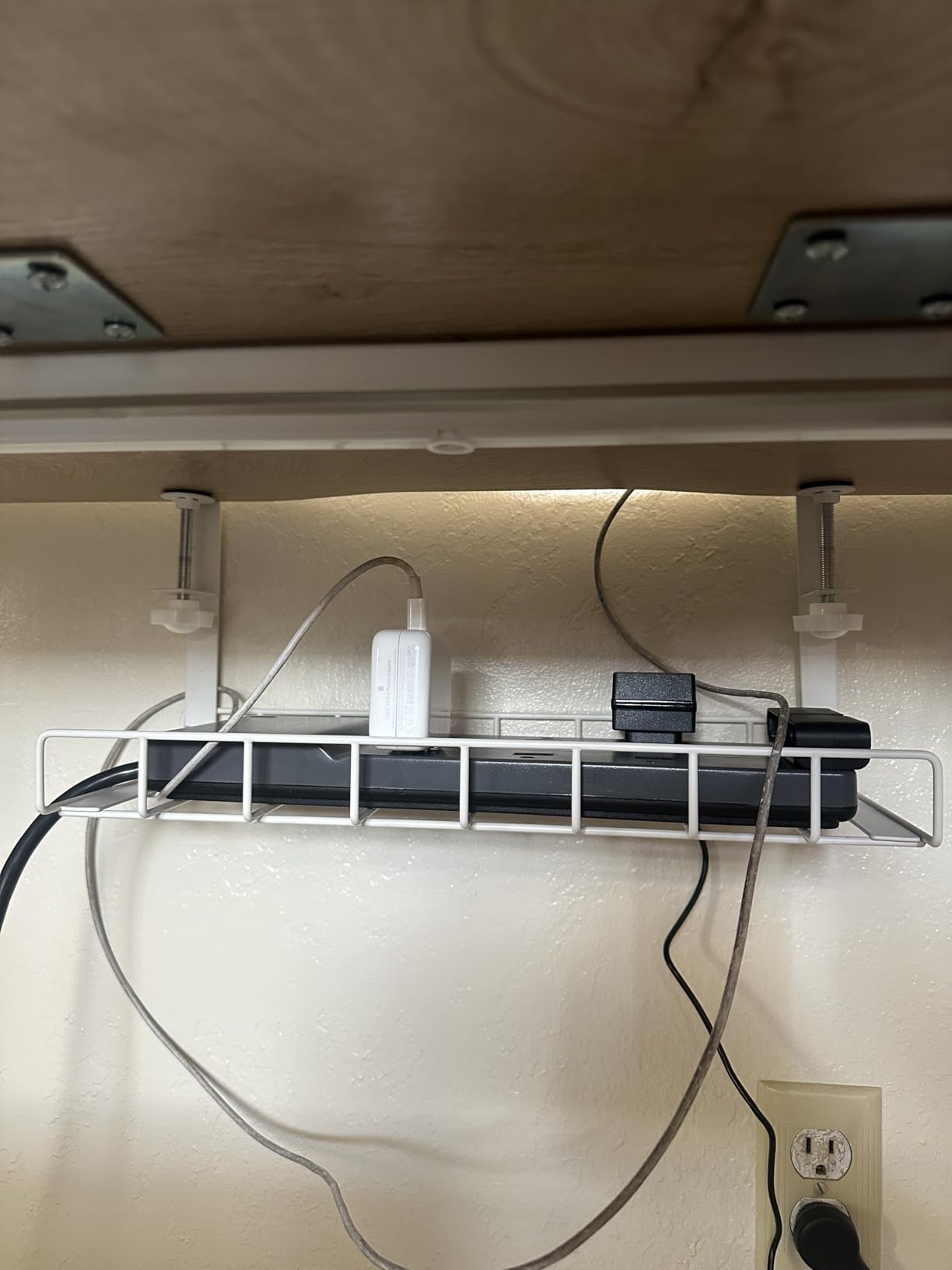 Under Desk Cable Management Tray, Xpatee Upgraded Wire Management No Drill No Screws, Cable Tray with Clamp for Wire Organizers, Computer Cord Rack for Office, Home - No Damage to Desk White customer photo 2