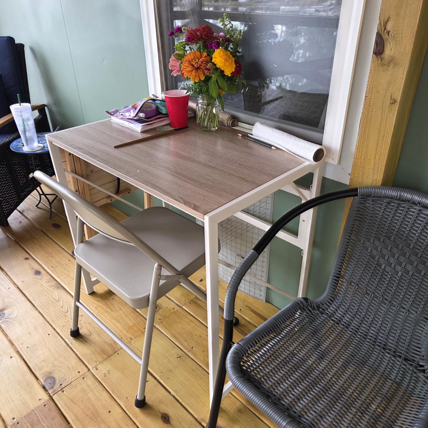 Elephance Folding Desk Writing Computer Desk for Home Office No-Assembly customer photo 2