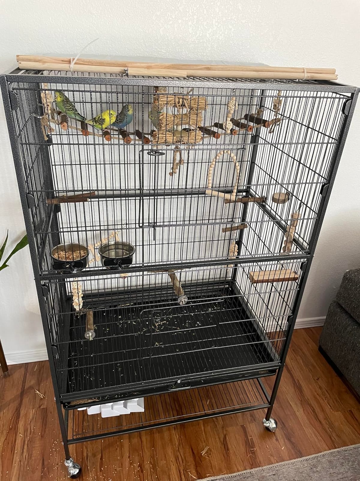 Topeakmart X-Large Parrot Cage Bird Cage with Rolling Stand for Medium Birds Cockatiels Quaker Green Cheek Sun Conure African Grey, 60.5inch customer photo 1