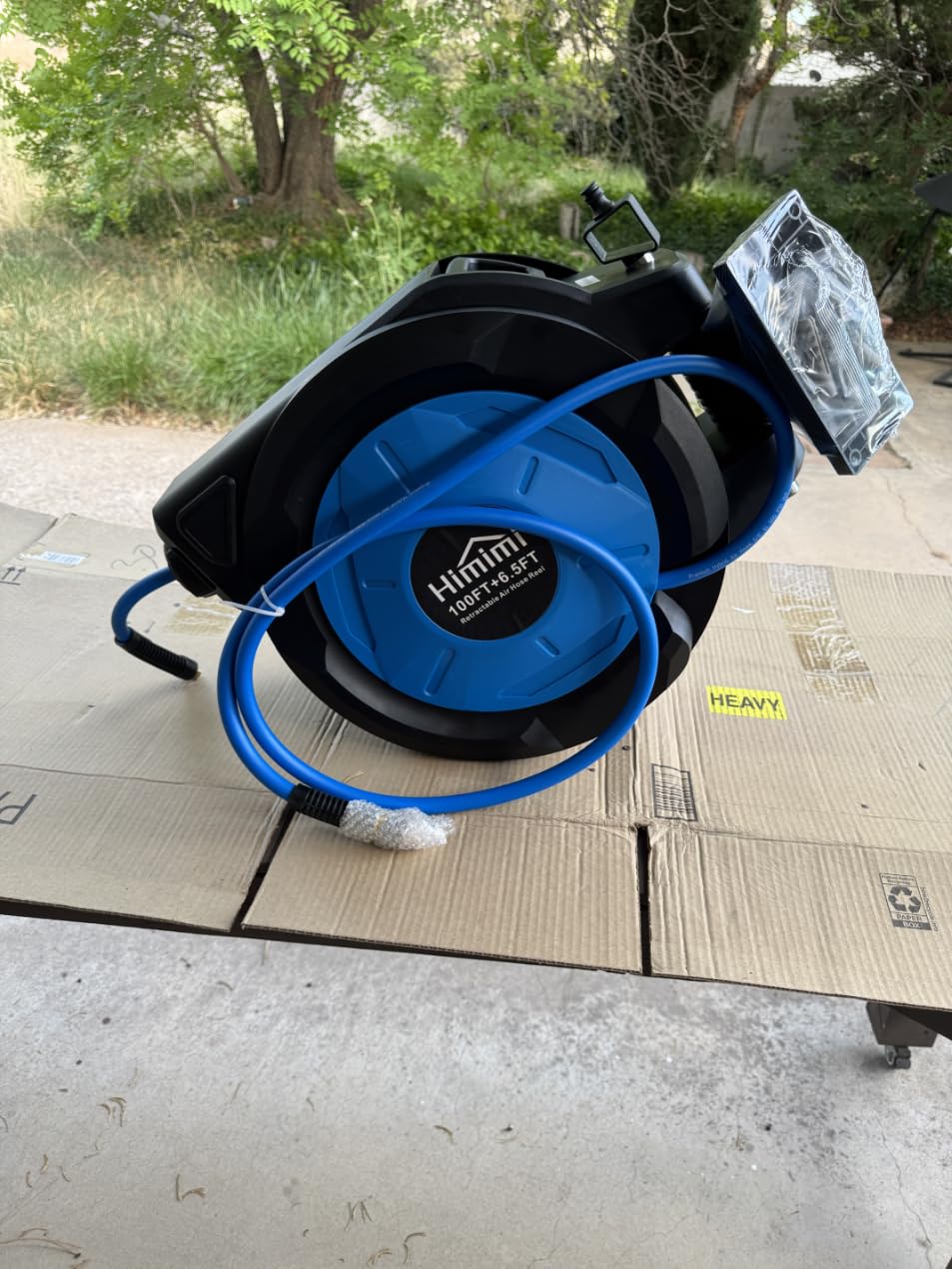 80FT + 6.5FT Retractable Air Hose Reel, Wall Mount Pneumatic Hose Reel for Garage Workshop, Automatic Rewind, 3/8