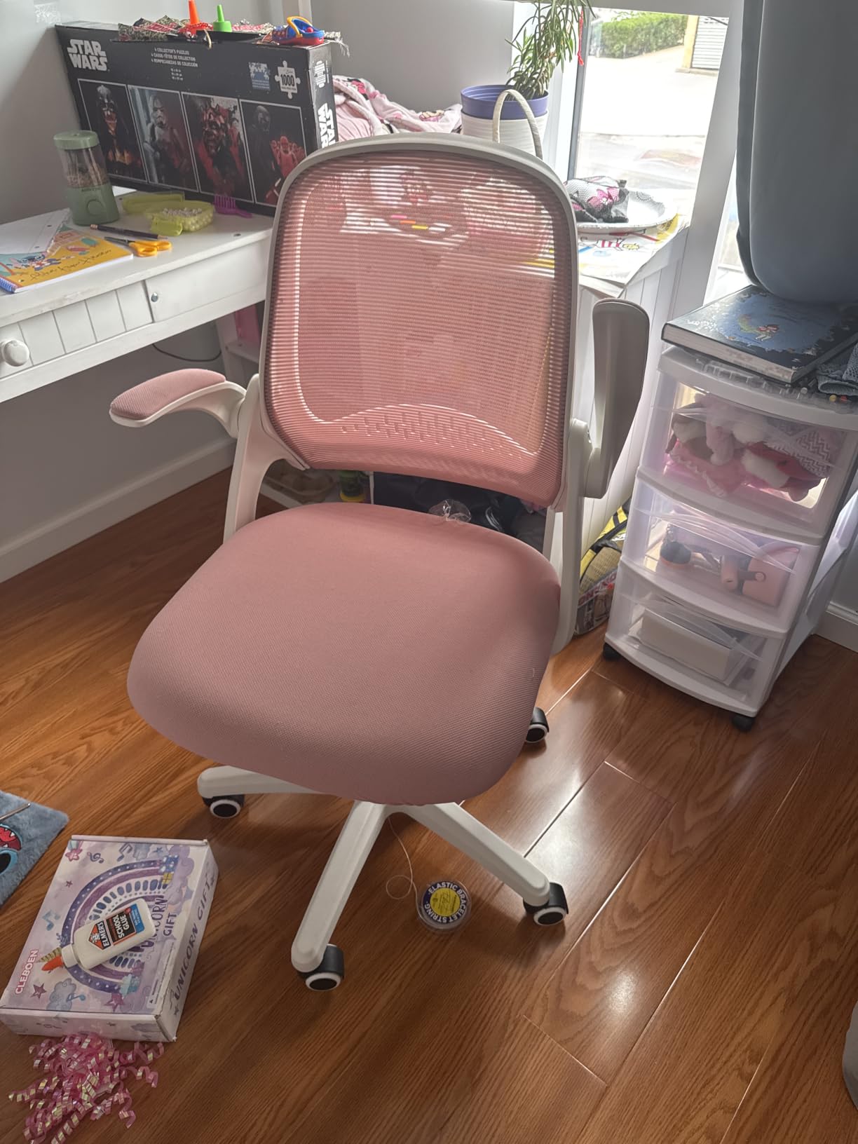 NEO CHAIR Office Desk Chair, Ergonomic Mesh with Flip-Up Armrests, Beige customer photo 2