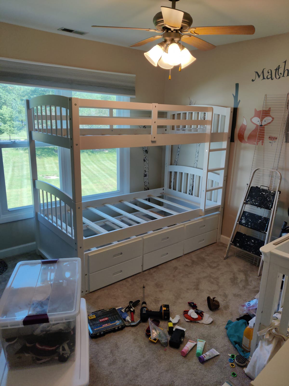 Harper&Bright Designs Twin Over Twin Bunk Bed with Trundle, 3 Storage Drawers, Safety Rail, and Removable Ladder, Can be Separated into 3 Bed, White customer photo 2