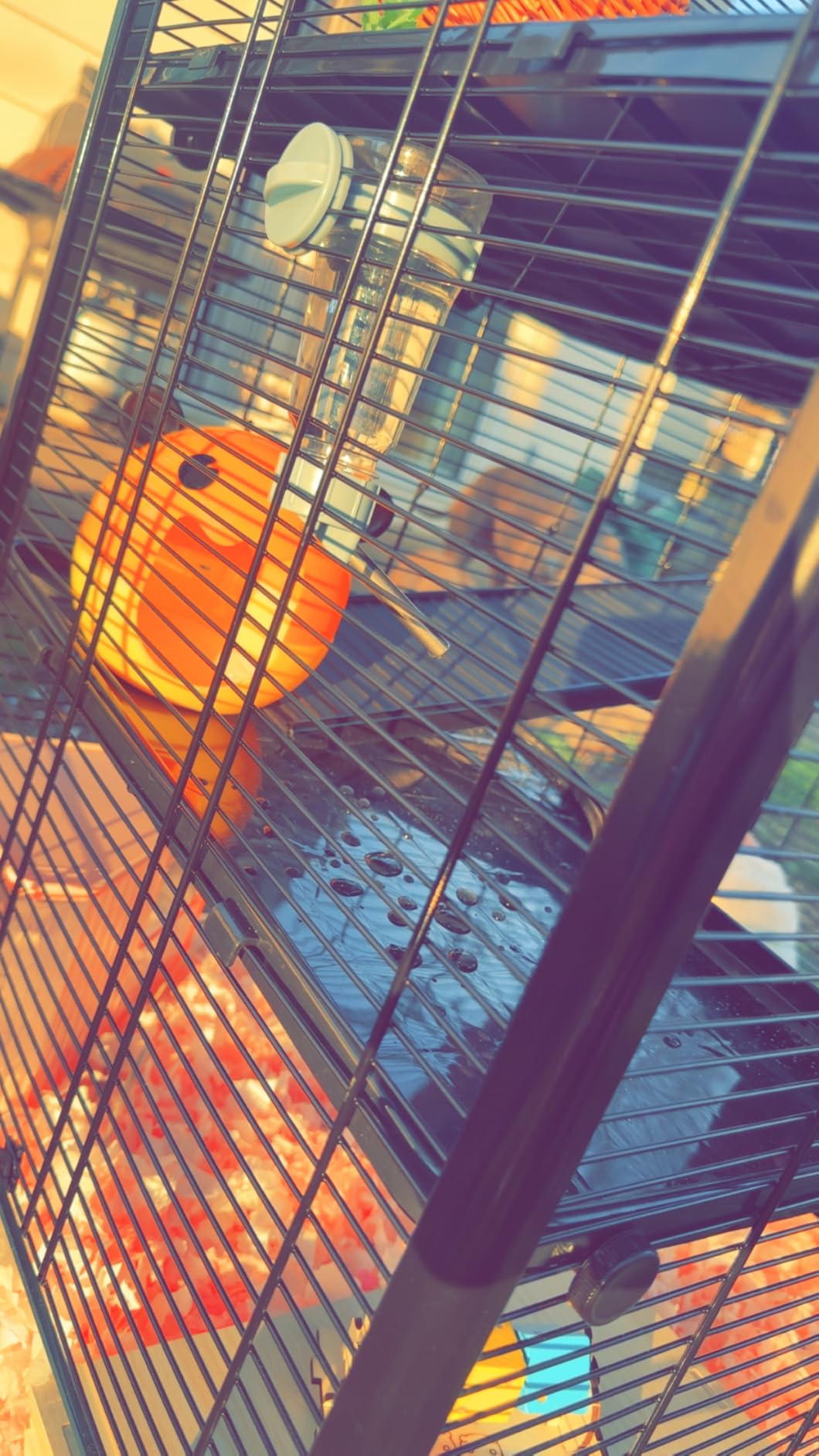 PawHut Large Hamster Cage with Deep Tempered Glass Bottom, 3 Tiers Hamster Tank with Running Wheel, Hut, Water Bottle, Dish, Rat Cage for Syrian, Dwarf, Gerbils, Mouse, 23.5