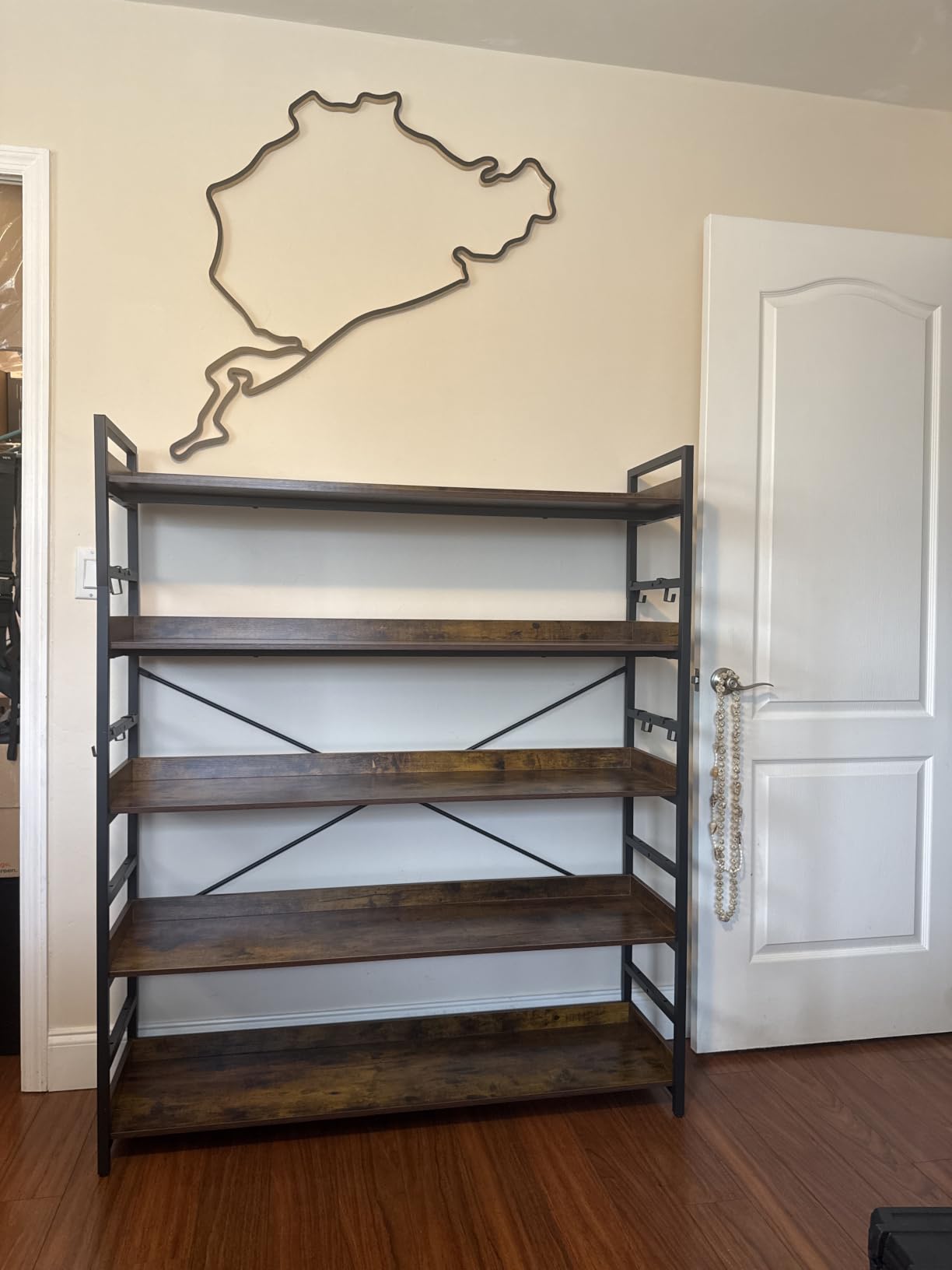 HCHQHS Adjustable 6 Tier Open Bookcase, Rustic Farmhouse Book Shelves, Industrial Wood and Black Metal Bookshelves, Mid Century Bookcase for Home Office Living Room Bedroom customer photo 2