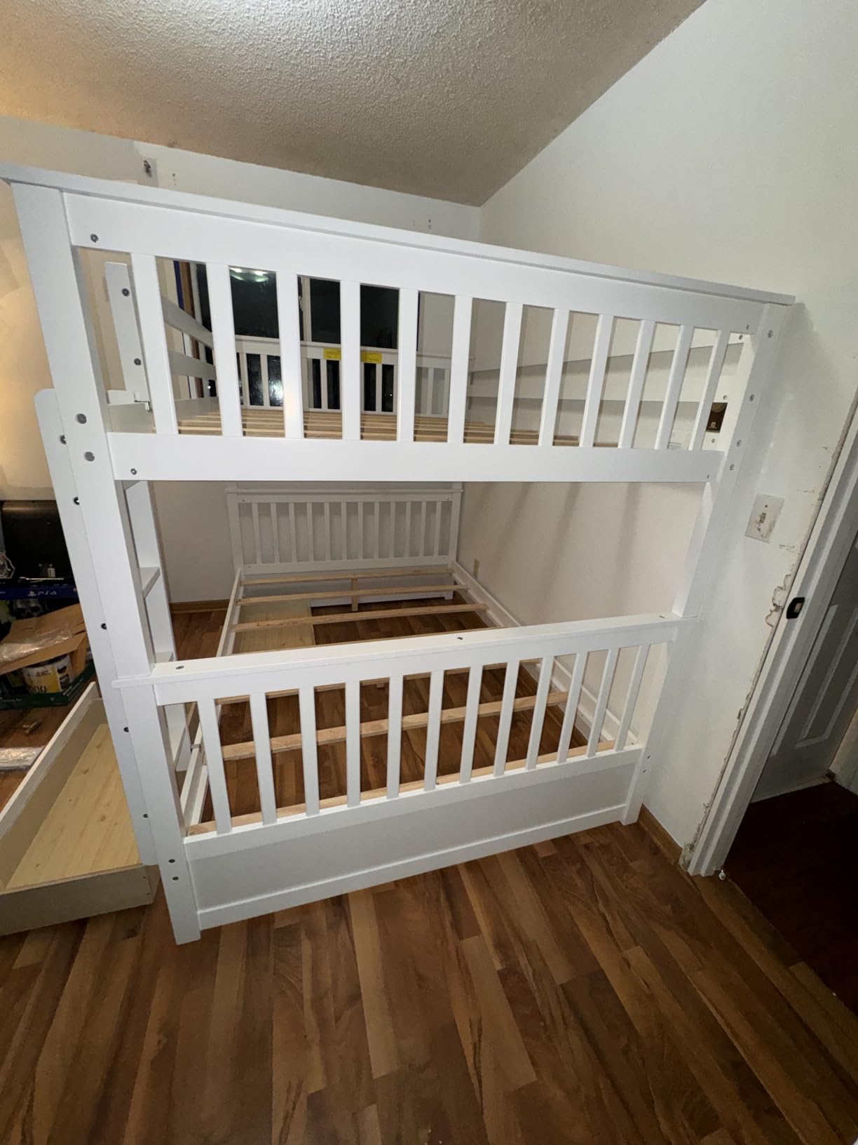 Merax Wood Bunk Bed with Drawers,Convertible Bunk Bed with Ladders and Two Storage Drawers,Solid Wood Detachable Bed Frame with Ladders,Twin Over Twin Size,White customer photo 1