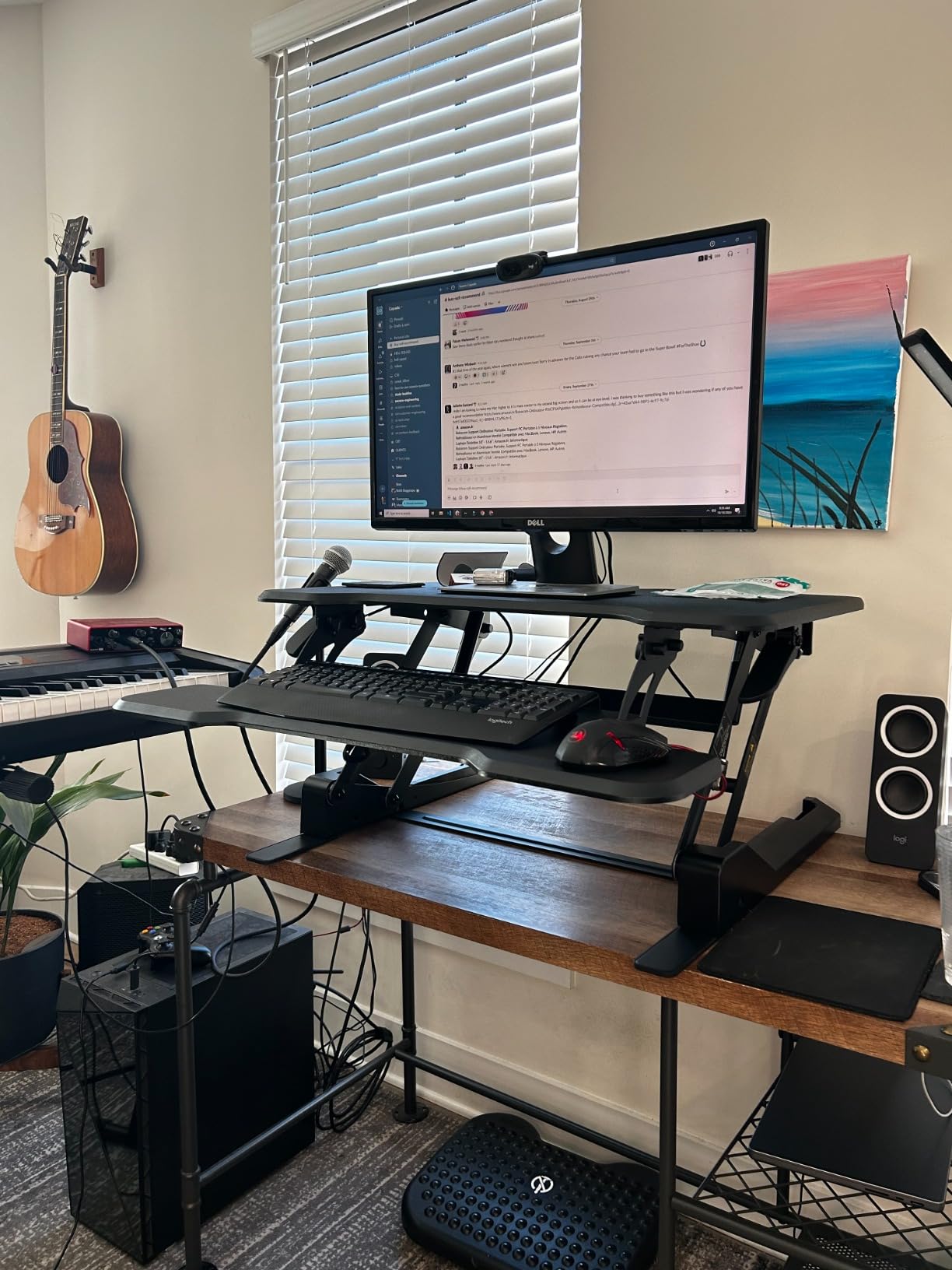 Mount-It! Height Adjustable Standing Desk Converter, Compact 30” Wide Tabletop Standing Desk Riser with Gas Spring, Desktop Stand Up Workstation with Keyboard Tray Fits Monitor or Laptop, Dark Walnut customer photo 2