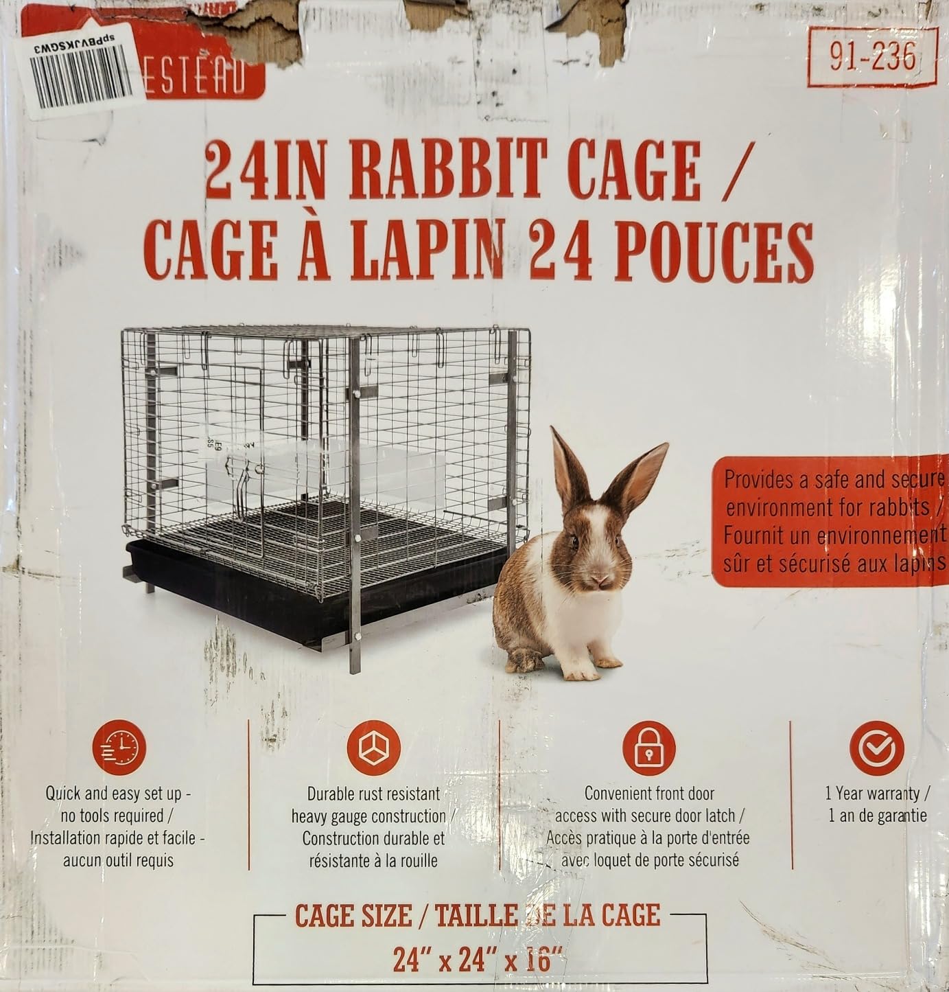 HOMESTEAD Rabbit Cage with Pull-Out Tray – 24 Inch Bunny Cage, Metal Rabbit Breeding Cage, Dual Access Doors, Waterproof Bottom & Urine Guard customer photo 2