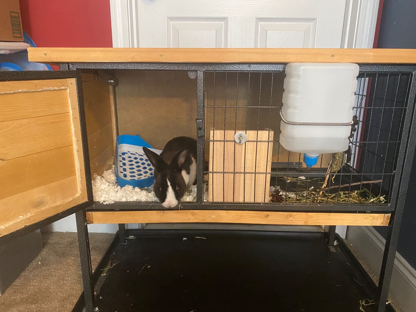PawHut Rabbit Hutch Elevated Bunny Cage Small Animal Habitat with Metal Frame, No Leak Tray, Metal Wire Pan and Openable Water-Resistant Asphalt Roof for Indoor/Outdoor Gray customer photo 2