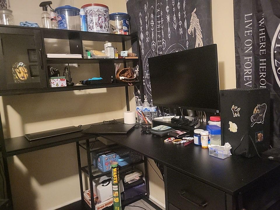 SEDETA 58'' L Shaped Computer Office Desk with 3 Drawers and Bookshelf customer photo 1
