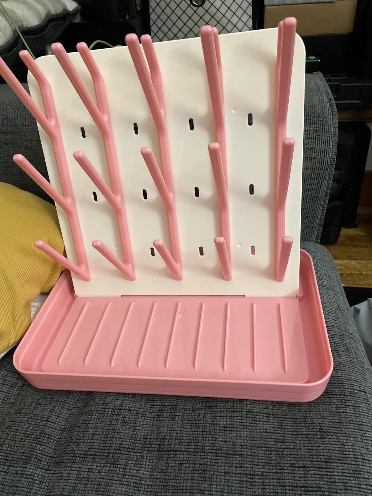 SpaceAid Baby Bottle Drying Rack with 20 Hooks, Space Saving Kitchen Bottles Rack Dryer, Vertical Baby Bottle Holder Organizer for Countertop Storage Accessories (White and Gray) customer photo 1