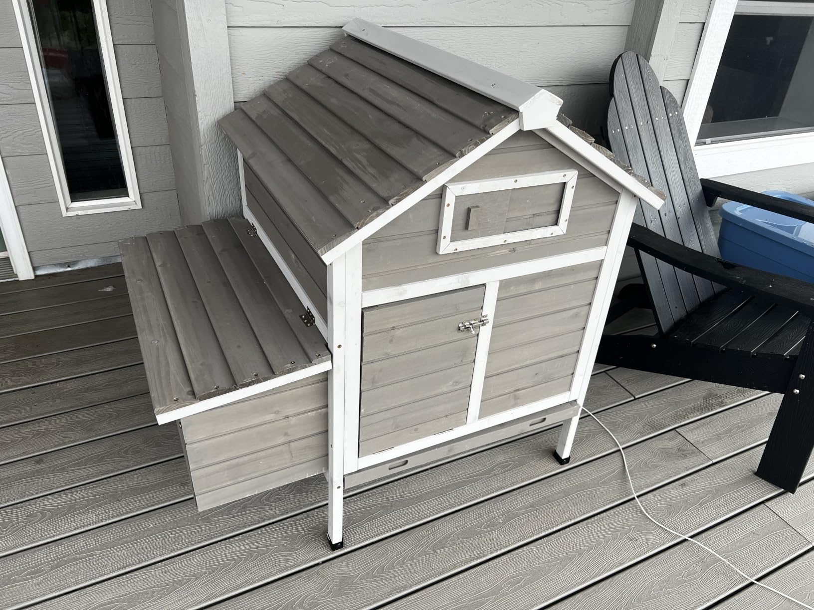 Ketive Chicken Coop Chicken House Outdoor with Removable Trays, Wooden Rabbit Hutch Poultry Cage with Nesting Box, Indoor Hen House Chicken Cage with Ramp for Garden Backyard (36.2