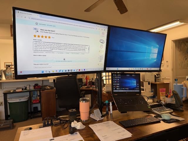 OffiGo 63 Inch L Shaped Electric Standing Desk with 4 Drawers, Rustic Brown customer photo 1