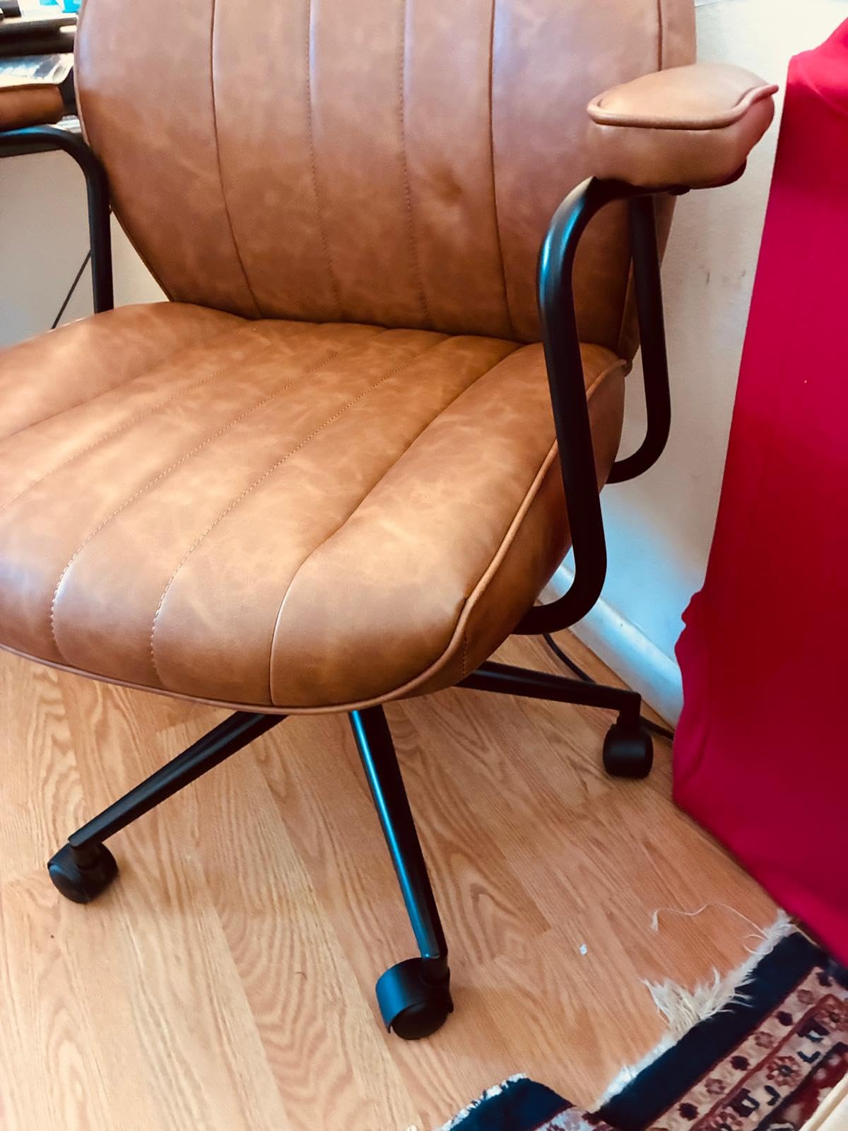 Brown Leather Office Chair, Mid Century Home Office Desk Chair customer photo 1