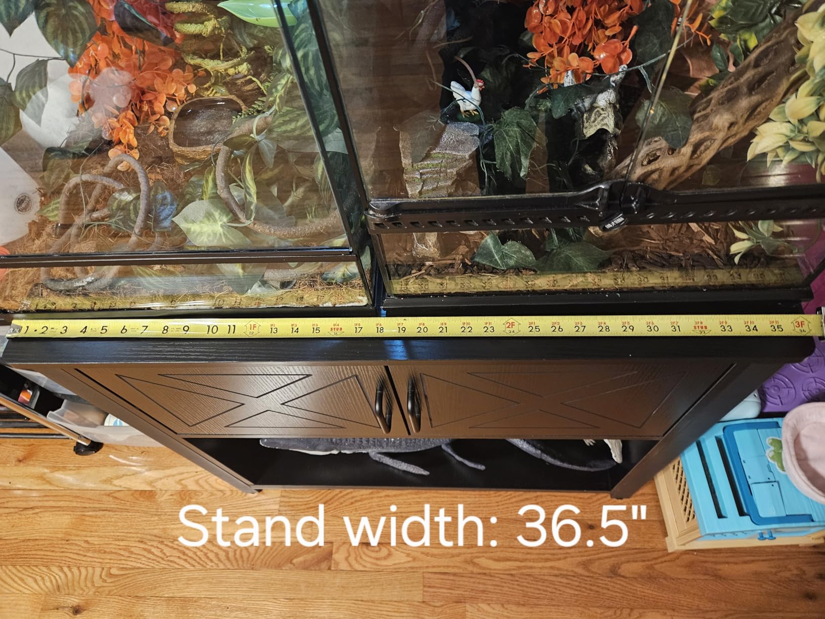 BEURUKU 40 Gallon Tank Stand with Cabinet and Power Outlets, Heavy Duty Metal Aquarium Stand for 40-50 Gallon Breeder Tank, Turtle Tank, Double Terrarium Stand, 660LBS Capacity, White customer photo 1