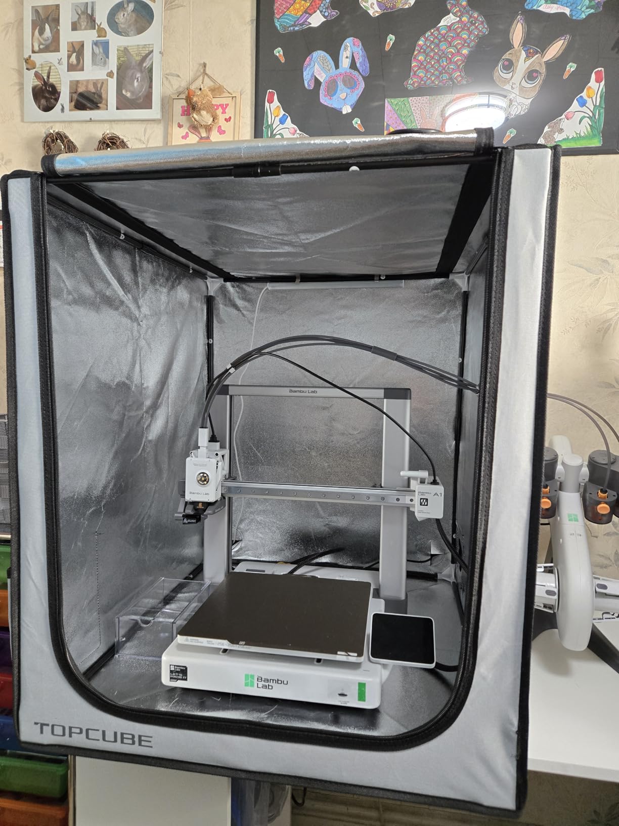 TOPCUBE 3D Printer Enclosure for Bambu Lab A1 with LED Light Grey customer photo 2