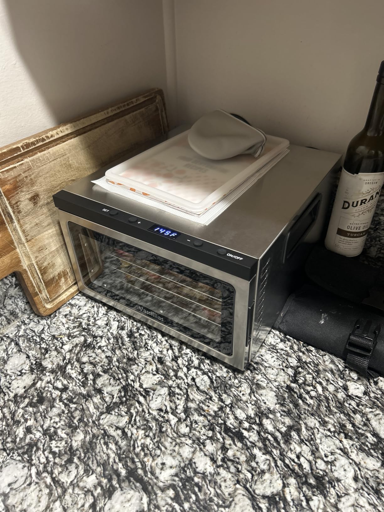 Food Dehydrator Machine - 5 Stainless Steel Trays, Digital Adjustable Timer, 400W, 176°F, Temperature Control, Mini Dryer for Jerky, Herb, Meat, Beef, Fruit and Dog Treats, Model 2015YJ, Silver customer photo 2