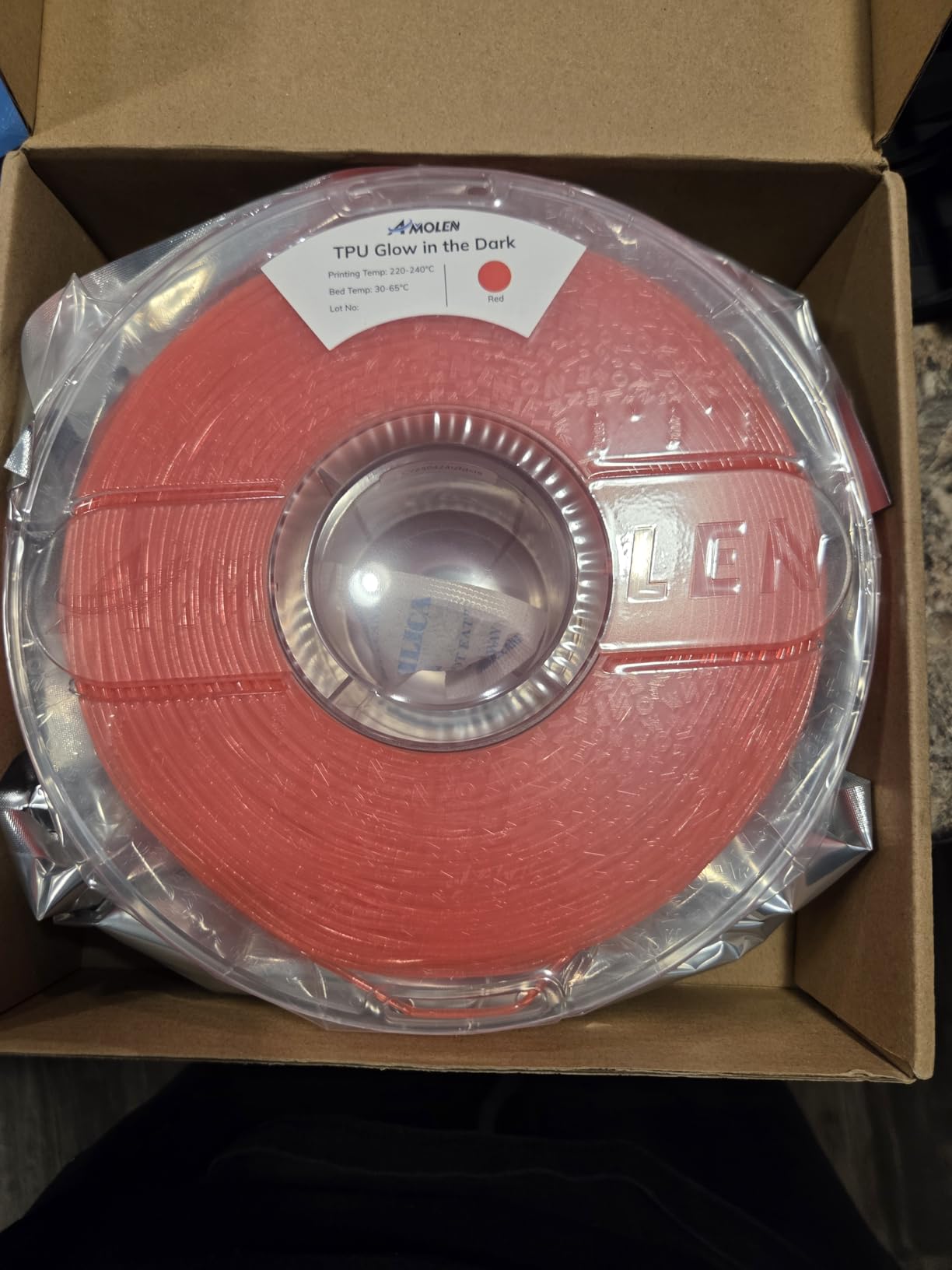 AMOLEN 95A TPU 3D Printer Filament, 1.75mm Glow in The Dark Green, Soft TPU Flexible 3D Printing Filament, High Hardness & Resilience, Best with UV Lamps, 1kg Spool(2.2lbs), Fit Most 3D Printers customer photo 2