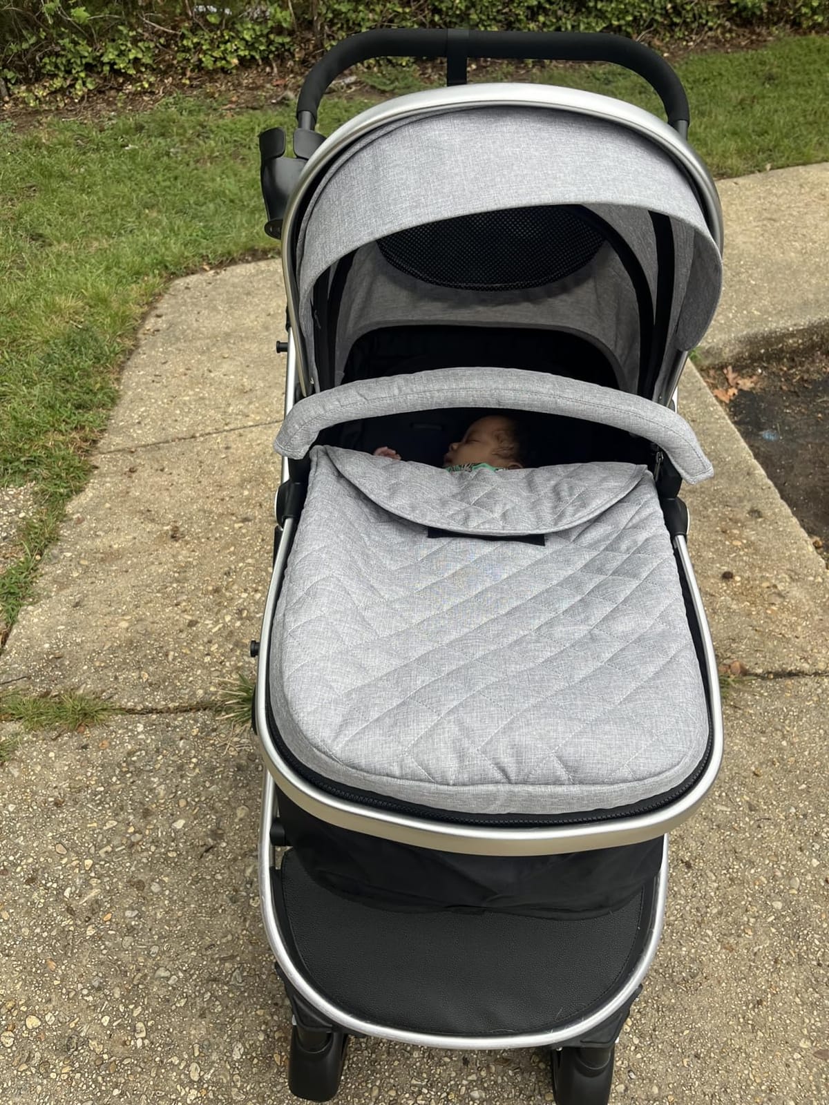 Baby Stroller, 2-in-1 Reversible Toddler Seat with Lie-Flat Mode, Foldable Infant Stroller with Canopy, One Button Brake, Adjustable Handle, Newborn Pushchair (Black B) customer photo 1